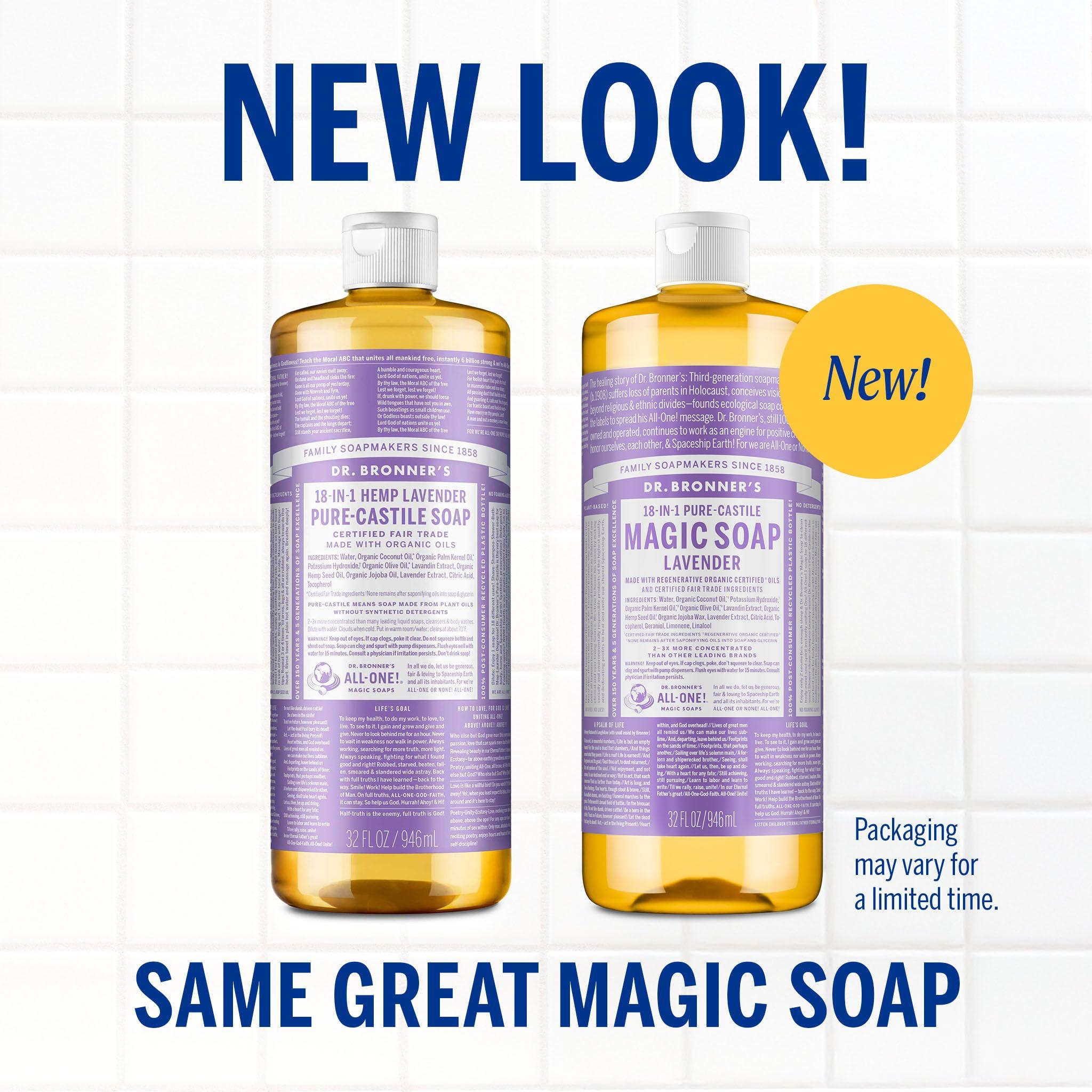 Dr. Bronner's Magic Soap - Pure-Castile Liquid Soap (Lavender, 32 ounce, 2-Pack) -Regenerative Organic Certified Oils, 18-in-1 Uses: Body, Hair, Laundry, Pets & Dishes, Concentrated, Vegan, Non-GMO - Image 2