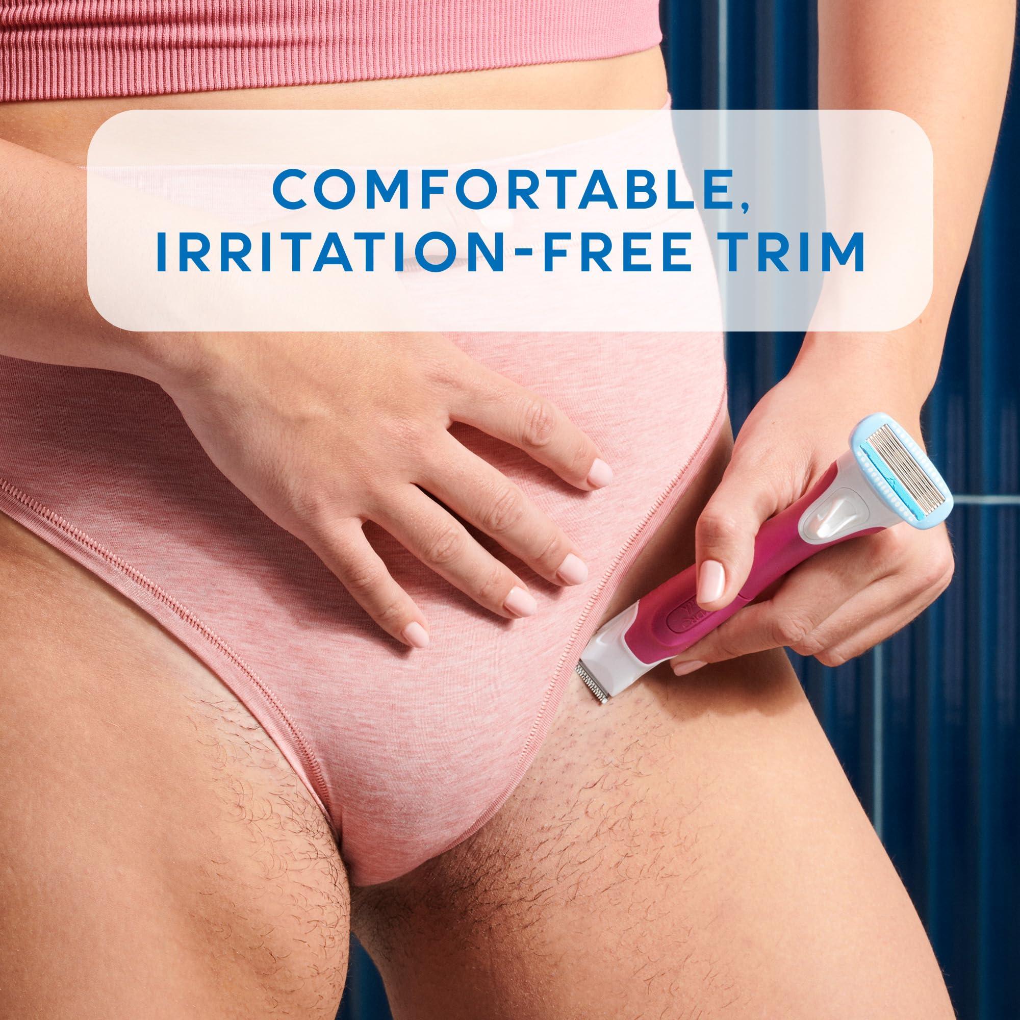 Schick Hydro Silk TrimStyle Razor with Bikini Trimmer for Women | 2-in-1 Bikini Razor for Women and Womens Trimmer for Pubic Hair, Includes 1 Waterproof Handle, 3 Refills & 1 AAA Battery - Image 4