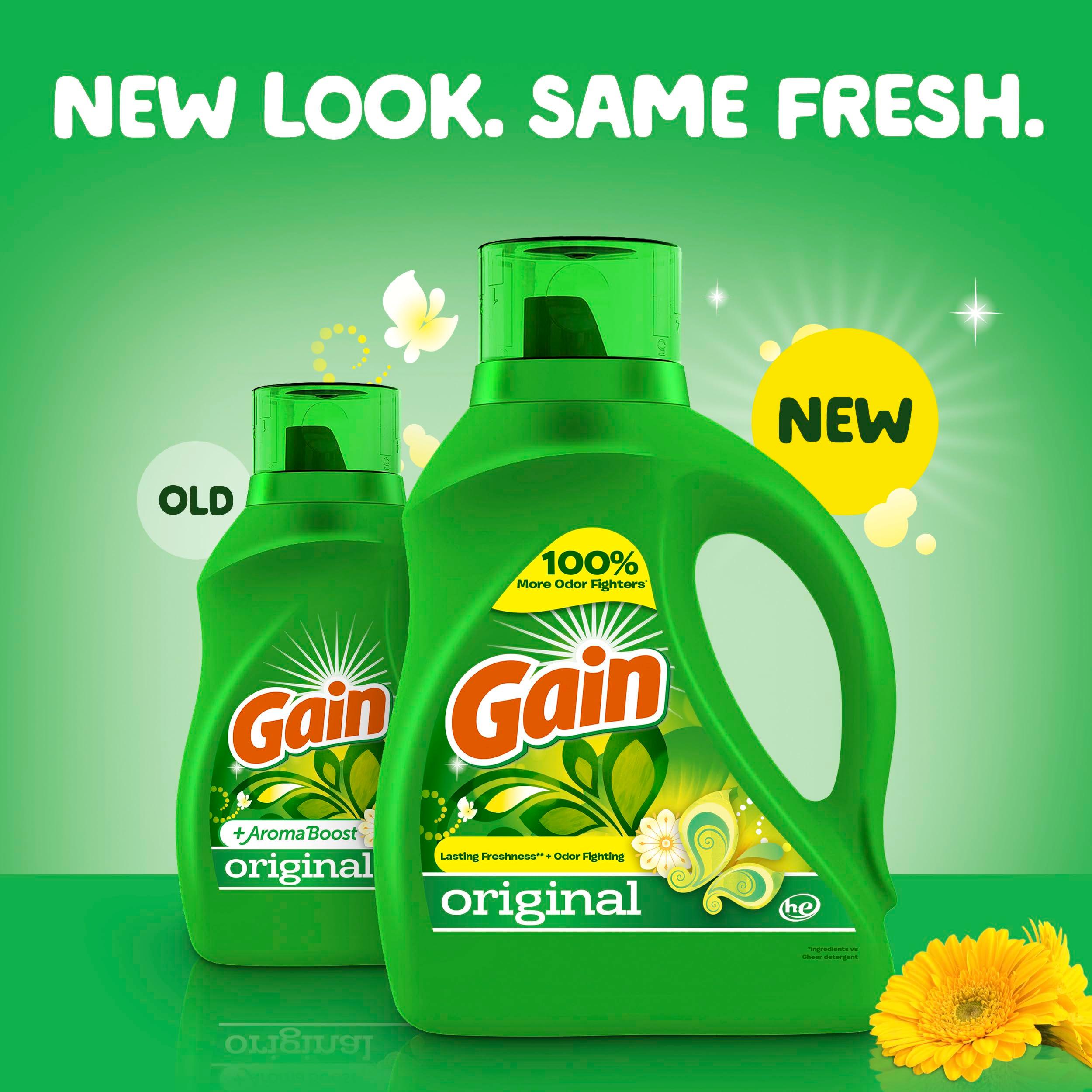 Gain + Aroma Boost Laundry Detergent Liquid, Original Scent, 107 Loads, 154 fl oz, HE Compatible Laundry Soap with Febreze and Oxi, Gain Laundry Detergent, Liquid Laundry Detergent - Image 2