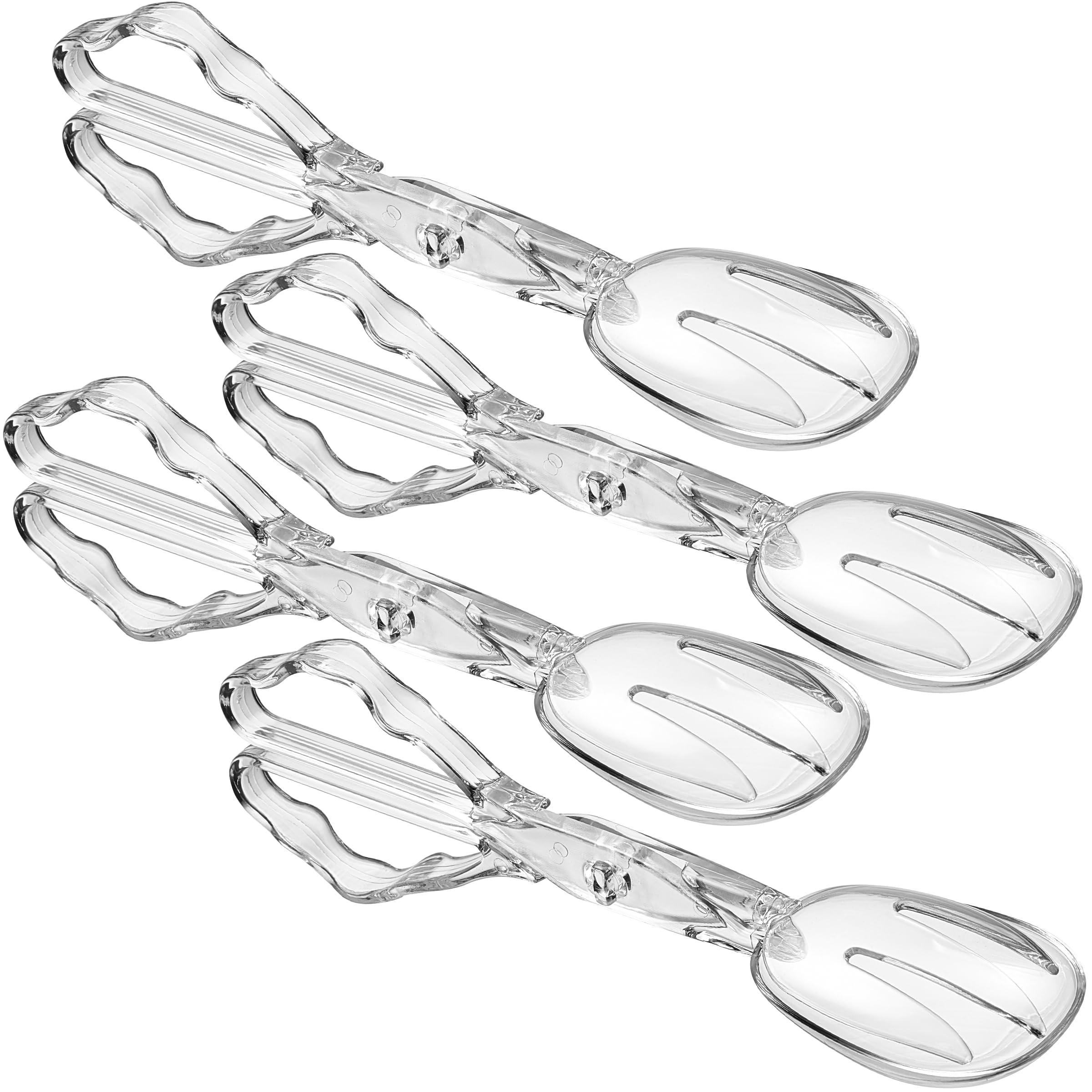 Pack of 4 11-Inch Clear Plastic Scissor Salad Tongs - Premium, Heavy-Duty, Reusable Serving Utensils for Catering, Cooking, Buffets, Party Supplies, and Weddings, Dishwasher Safe - Image 6
