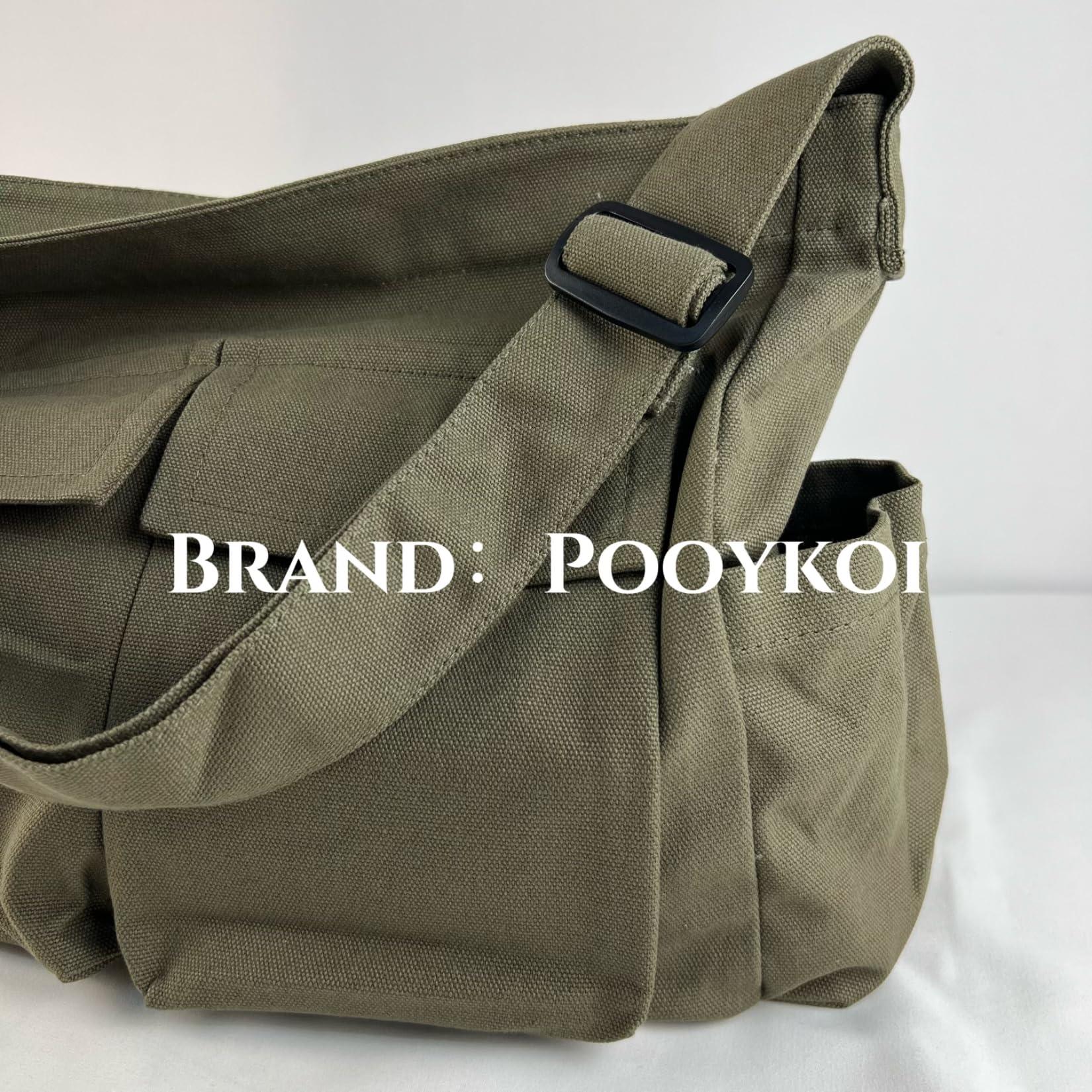 Canvas Messenger Bag Large Crossbody Bag with Multiple Pockets Canvas Shoulder Tote Bag for Women and Men - Image 7