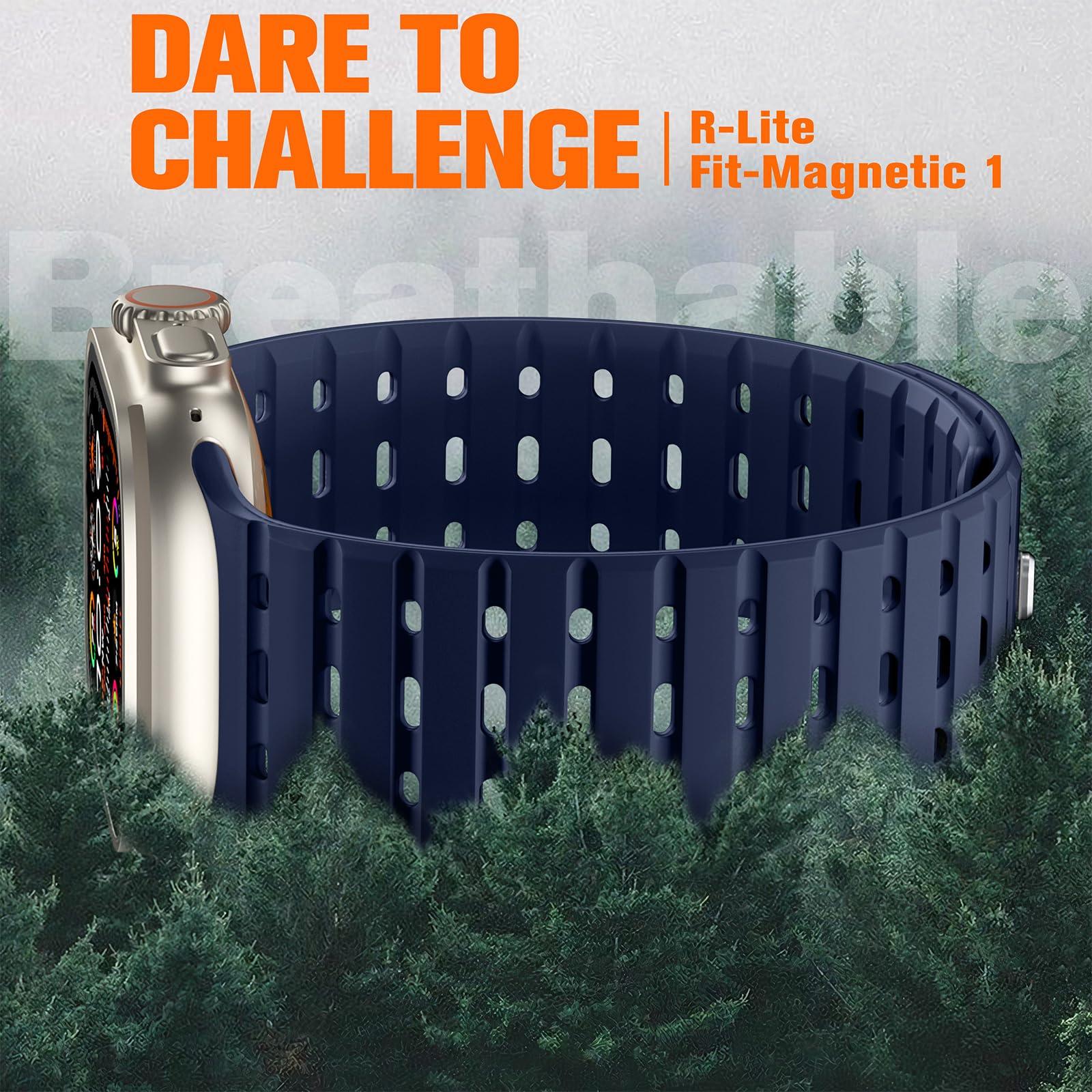 Bandletic R-Lite Fit Magnetic Watchband + R-Steel Military Band Compatible with Apple Watch 49mm/46mm/45mm/44mm/42mm(3/2/1) Men Women - Image 2