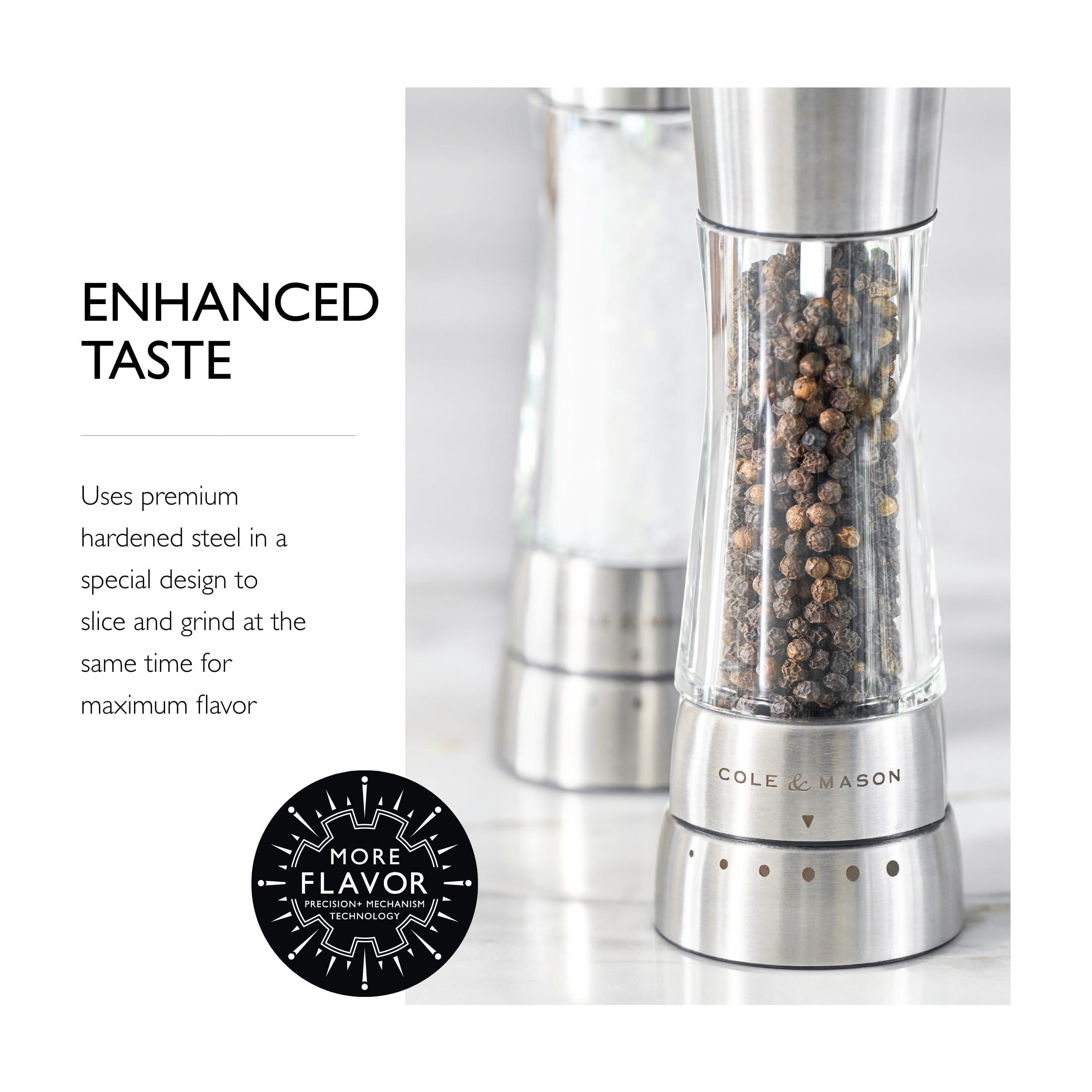 Cole & Mason Derwent Grinder Set - Precision Mechanisms and Sea Salt and Peppercorns - Derwent Salt and Pepper, Stainless Steel - Image 4