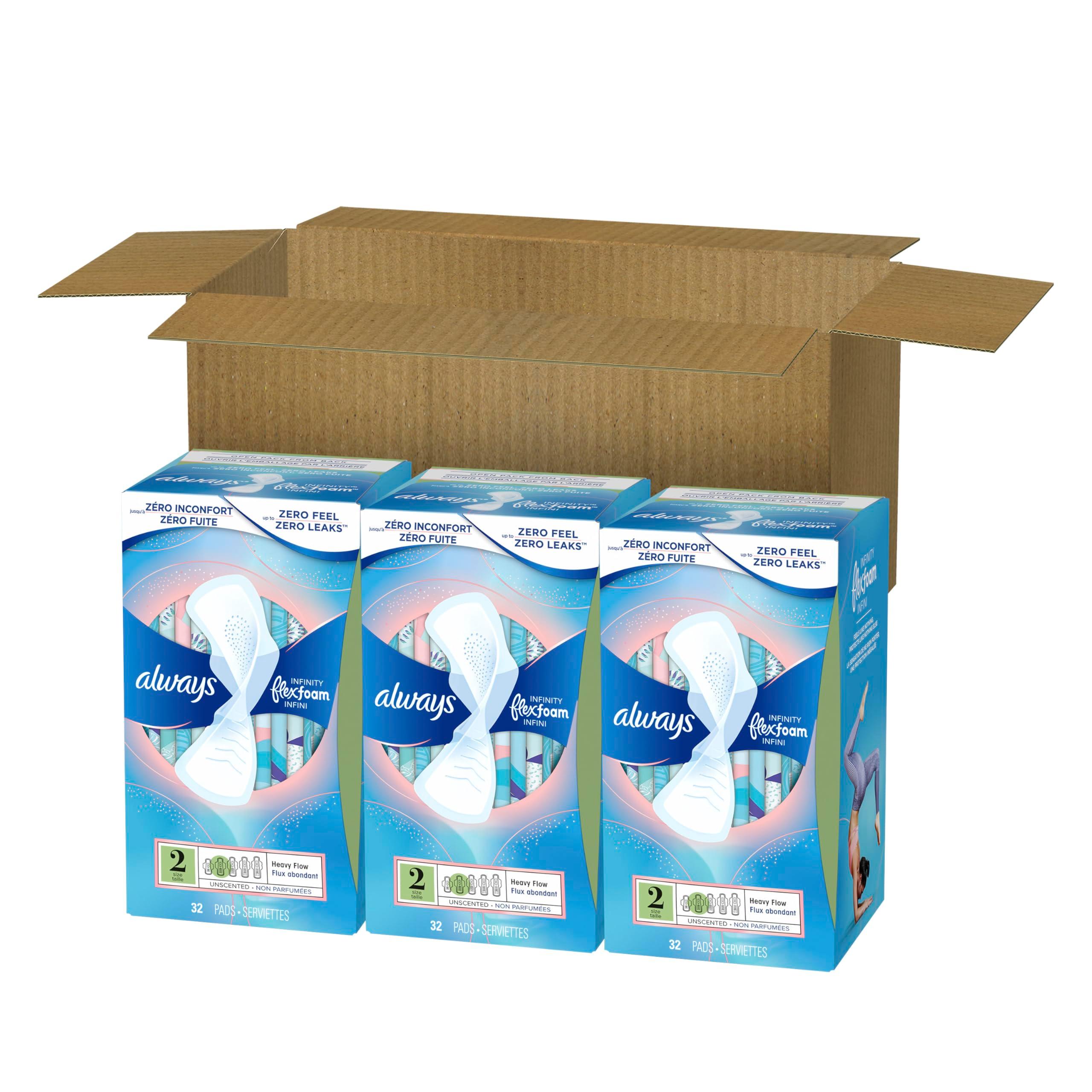 Always Infinity Feminine Pads for Women, Flexfoam Pads with Wings, Size 2, Heavy Absorbency, Unscented, 96 Count (Packaging May Vary) - Image 11