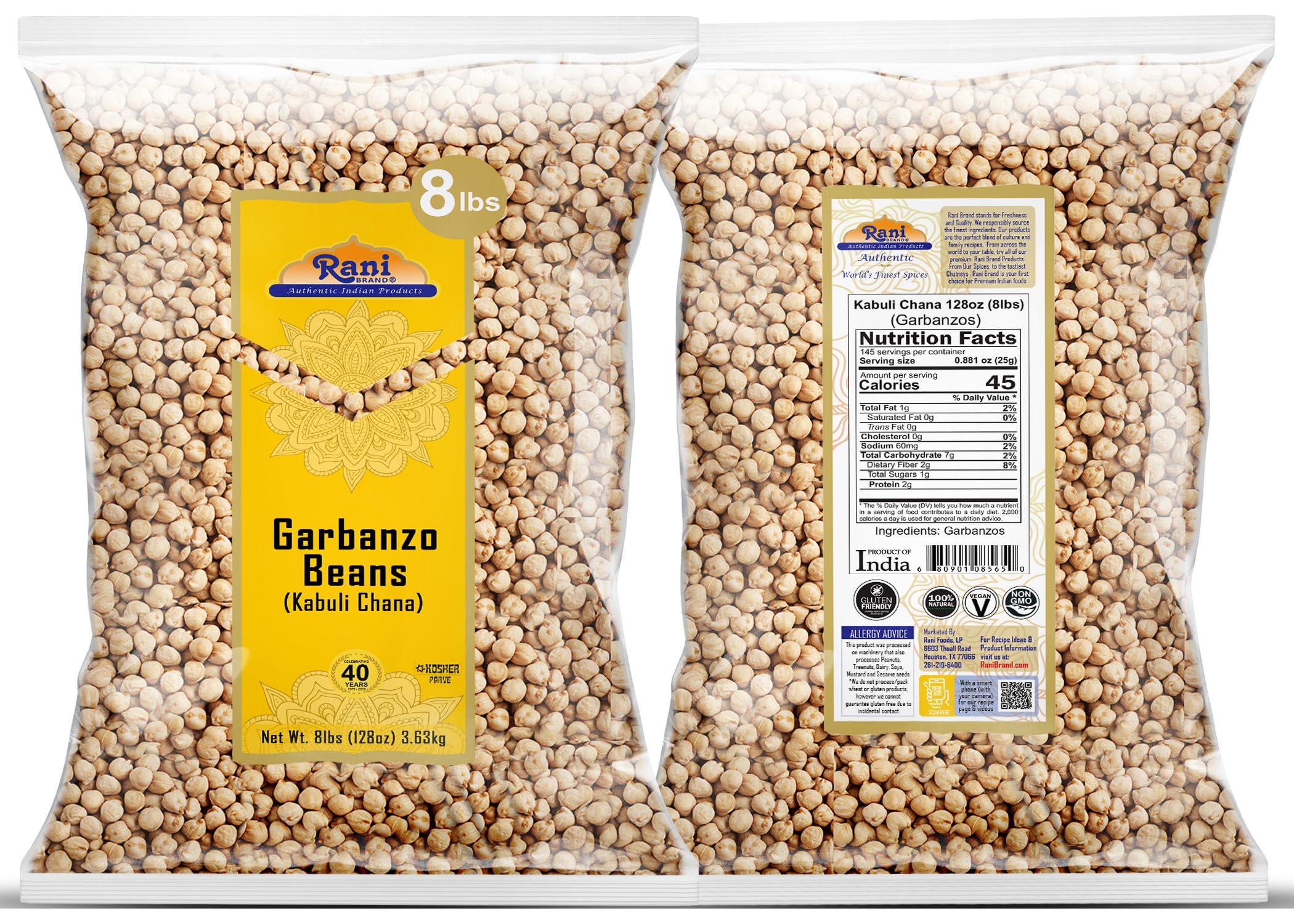 Rani Garbanzo Beans (Kabuli Chana) 128oz (8lbs) 3.63kg Bulk ~ All Natural | Vegan | Gluten Friendly | NON-GMO | Kosher | Indian Origin - Image 2