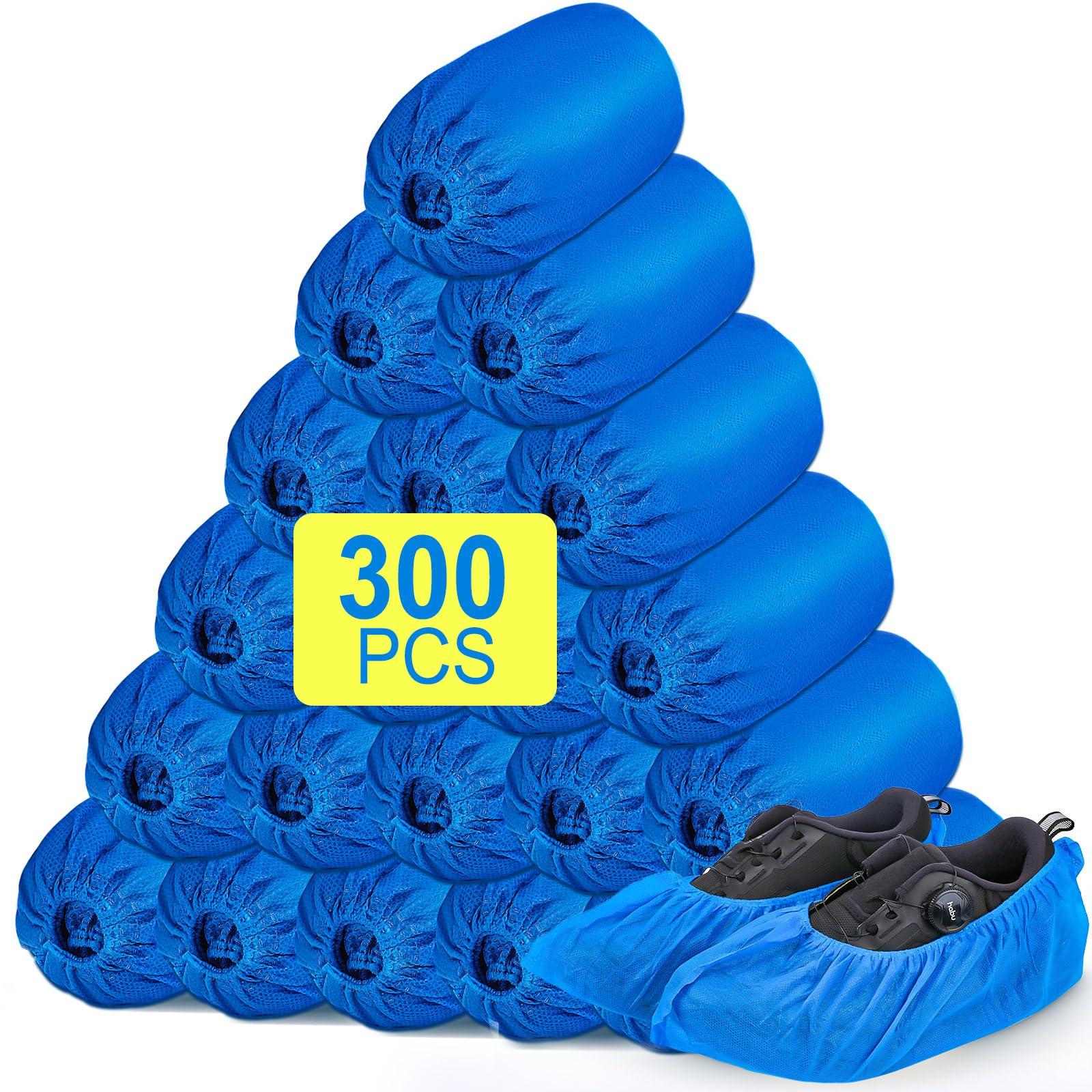 300 Pack(150 Pairs) Shoe Covers Disposable, Non-woven Fabric Shoes Covers for Indoor, Blue Durable & Reusable Disposable Boot & Shoe Covers, Larger Size Fits Various Shoes