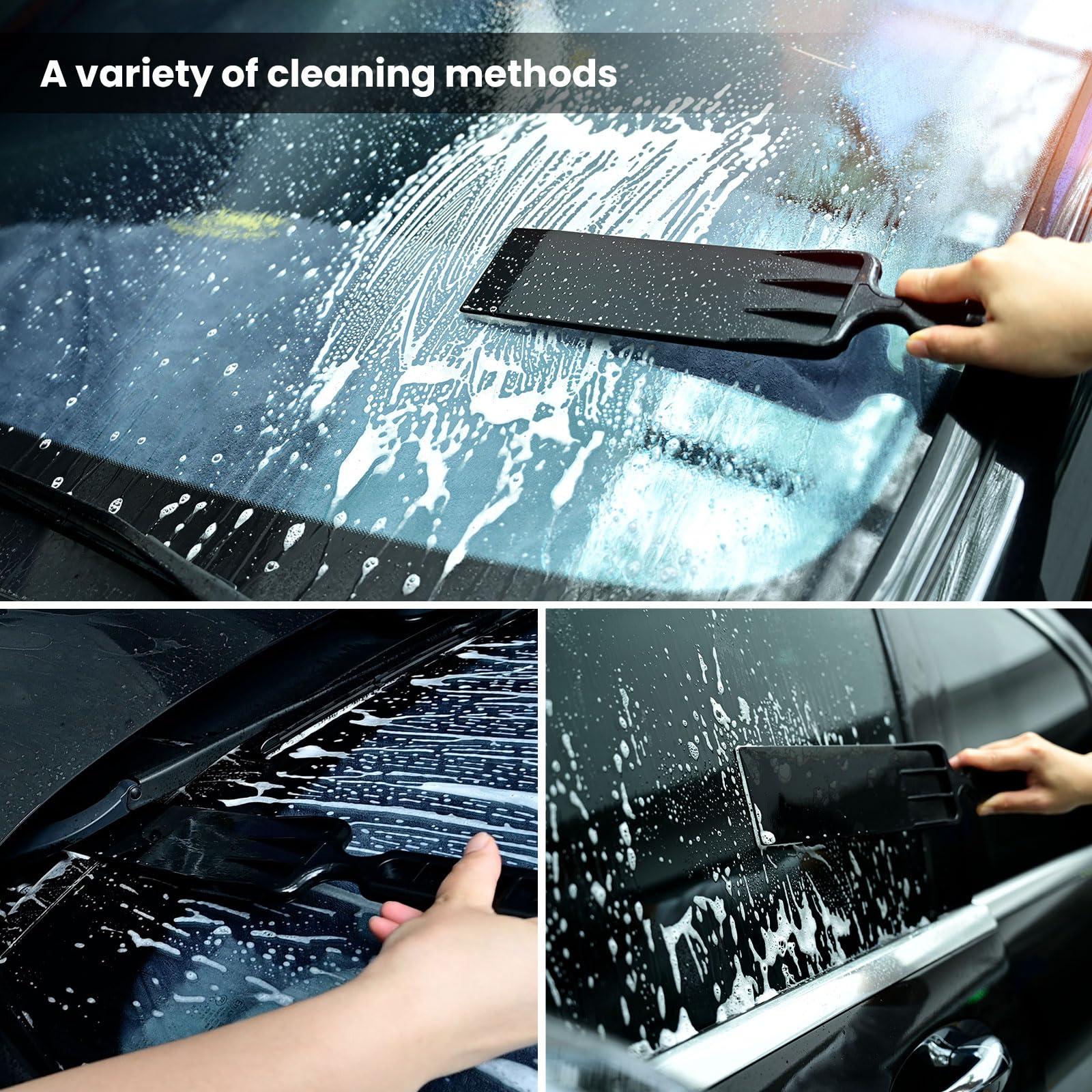 NEWISHTOOL Window Tinting Kit with 2 Pcs Car Door Panel Cover, Scrubber Paddle Bulldozer Squeegee with Spare Scouring Pads, Magnet PPF Squeegee Tint Film Install Tool, Utility Knife and Spare Blades - Image 7