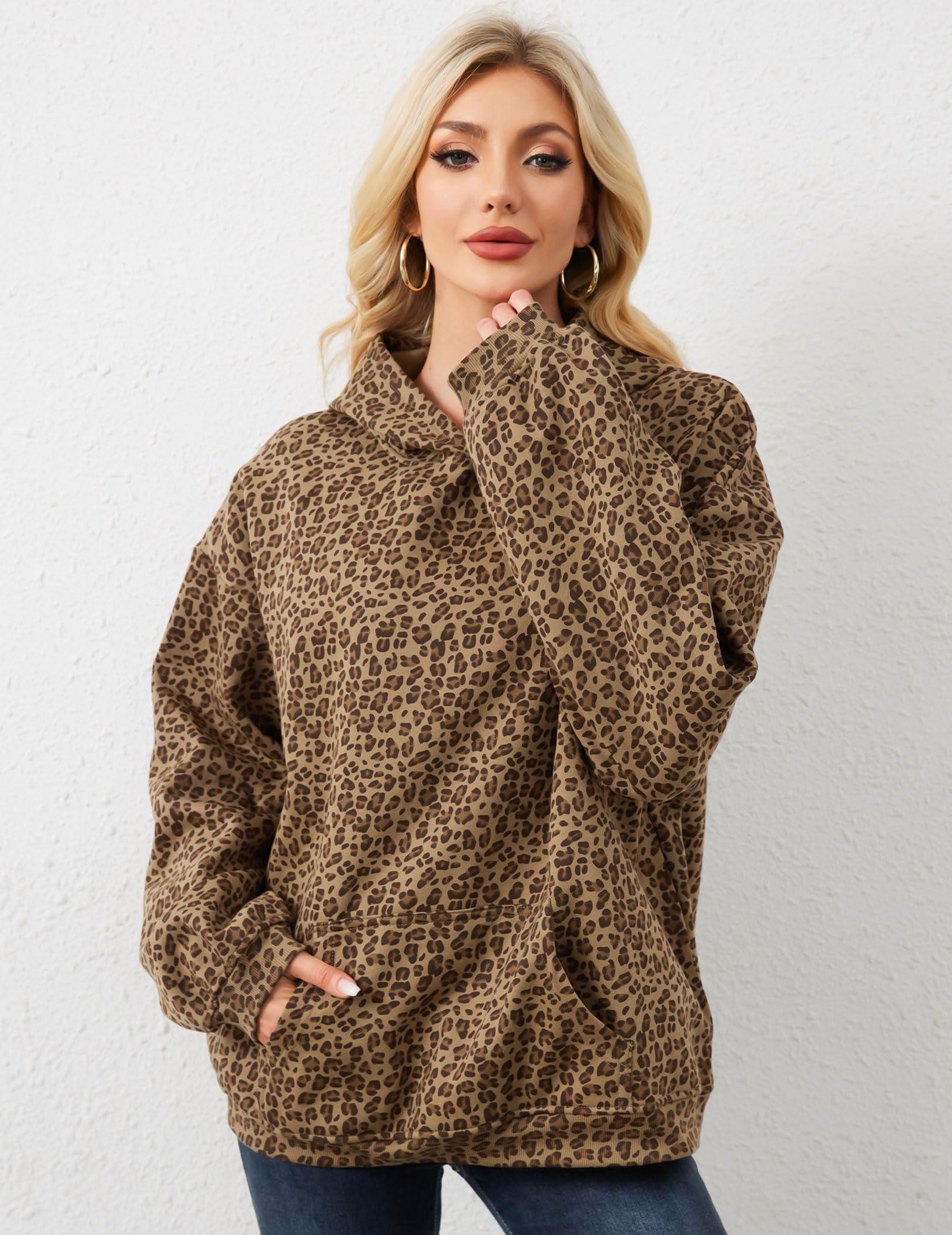 Eutten Womens Camo Hoodies Maple Leaf Print Oversized Hooded Sweatshirt Fleece Pullover Sweatshirts Long Sleeve with Pocket - Image 4