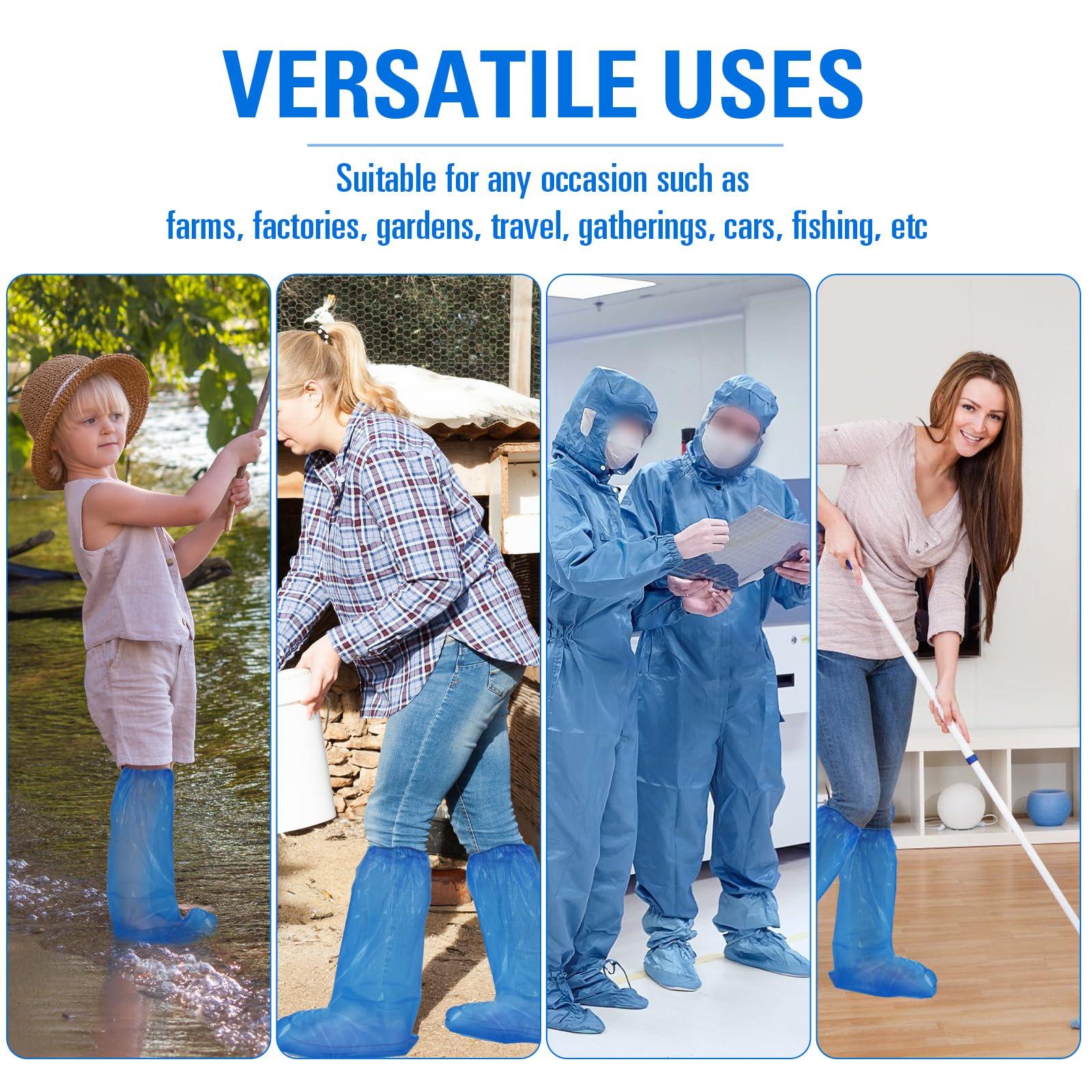 Disposable Thicker Boot and Shoe Covers 100 Pcs (50 Pairs), 19 inch Tall, Extra Large, Waterproof Anti-Slip Overshoe, Outdoor Indoors Cover Rainy Day Use (Blue) - Image 5