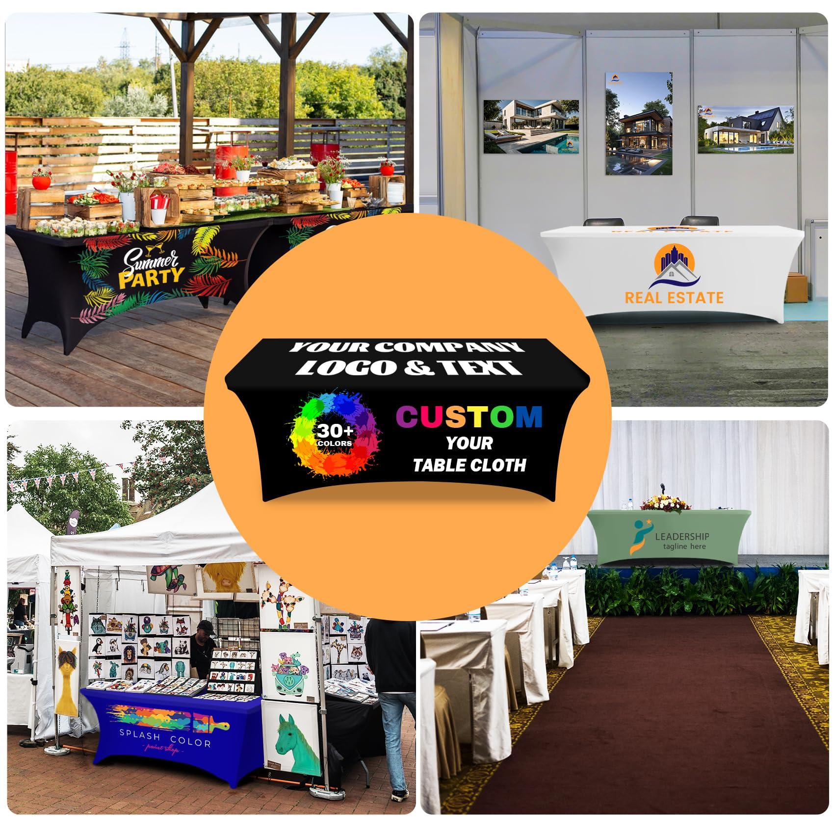 Custom Table Cloth with Business Logo Rectangle 6FT 114" x 79" Spandex Customized Table Cover Stretch Tablecloth with Text Image Photo Sign Personalized Table Runner for Tradeshow Events, Fitted Style - Image 7