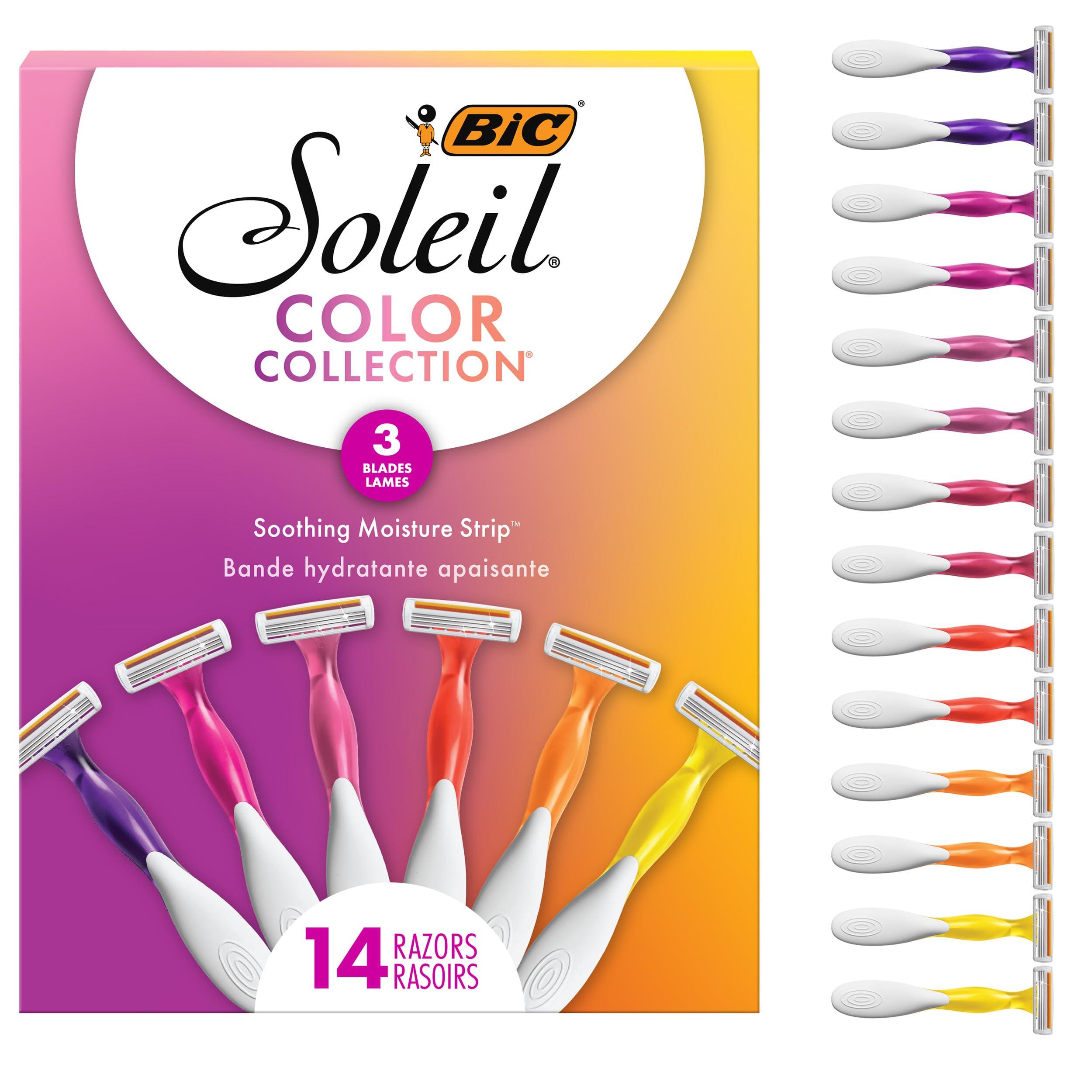 BIC Soleil Smooth Colors Women's Disposable with 3 Blade Razors, Vibrant Handles and Moisture Strip, 14-Pack - Image 2