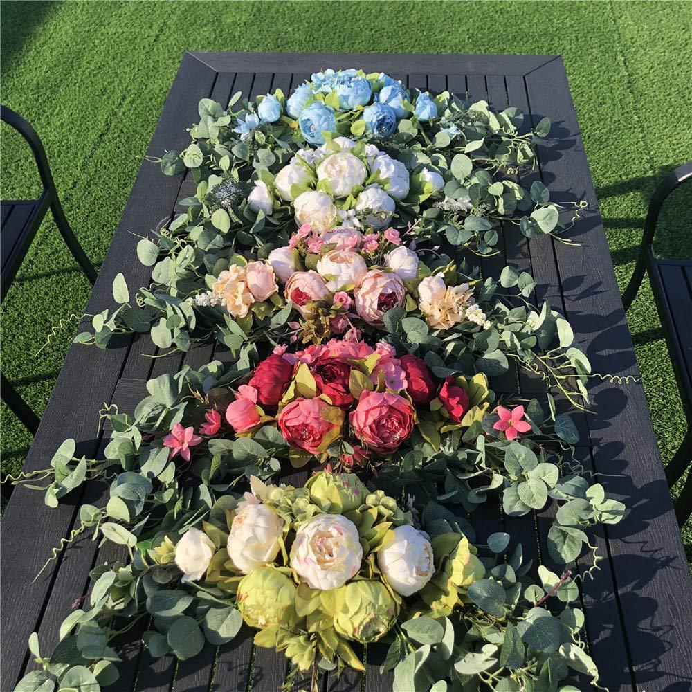 Wedding Arch Flowers, 30 Inch Rustic Artificial Floral Swag for Door Lintel, Green Leaves Rose Peony Sunflowers Table Centerpieces Home Decoration - Image 5