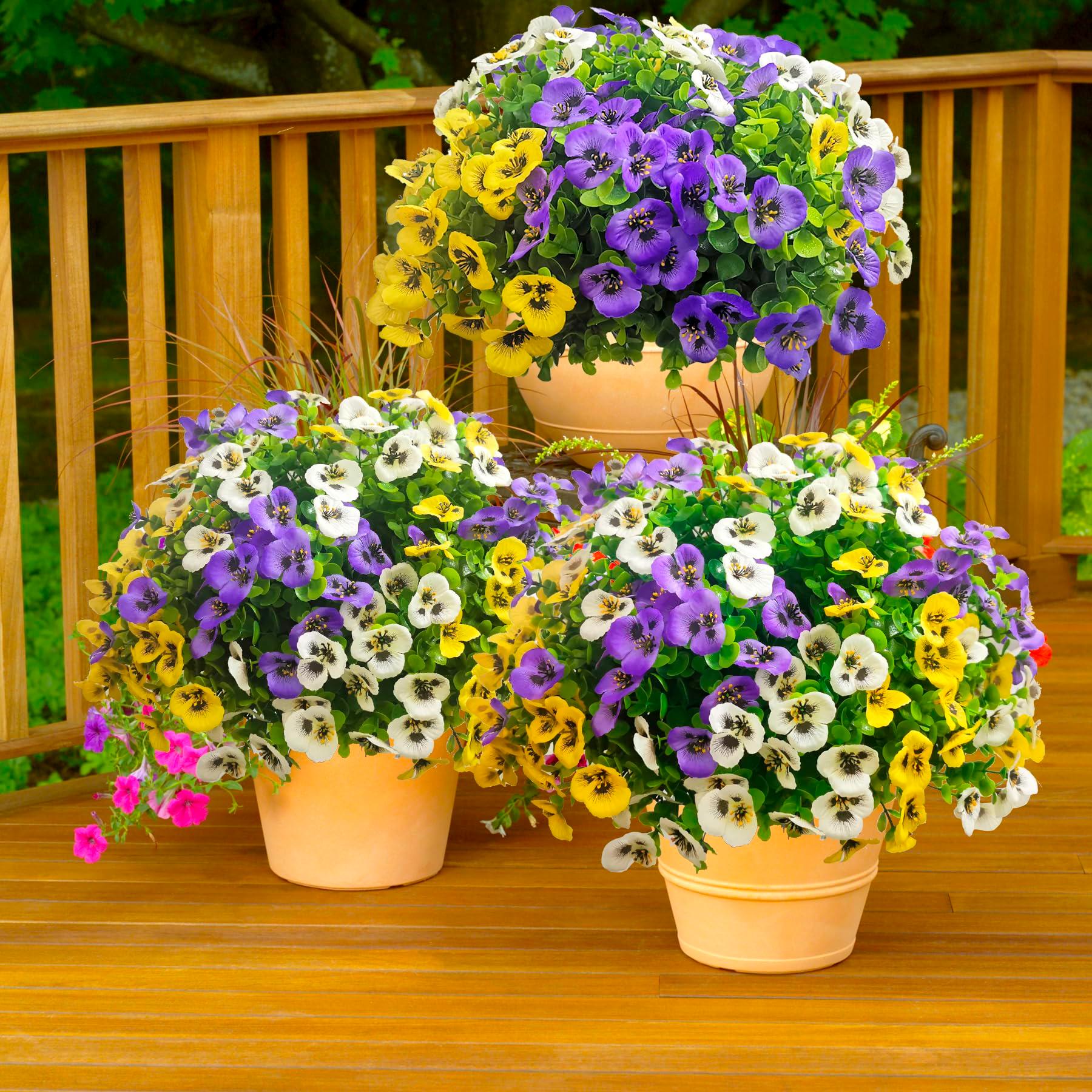 Thinktral Artificial Flowers for Outdoors Fake Plants, 12pcs Fake Flowers Artificial Plants Outdoor UV Resistant, Silk Faux Flowers Shrubs Greenery Plants for Porch Garden Patio Window Box Decor - Image 6