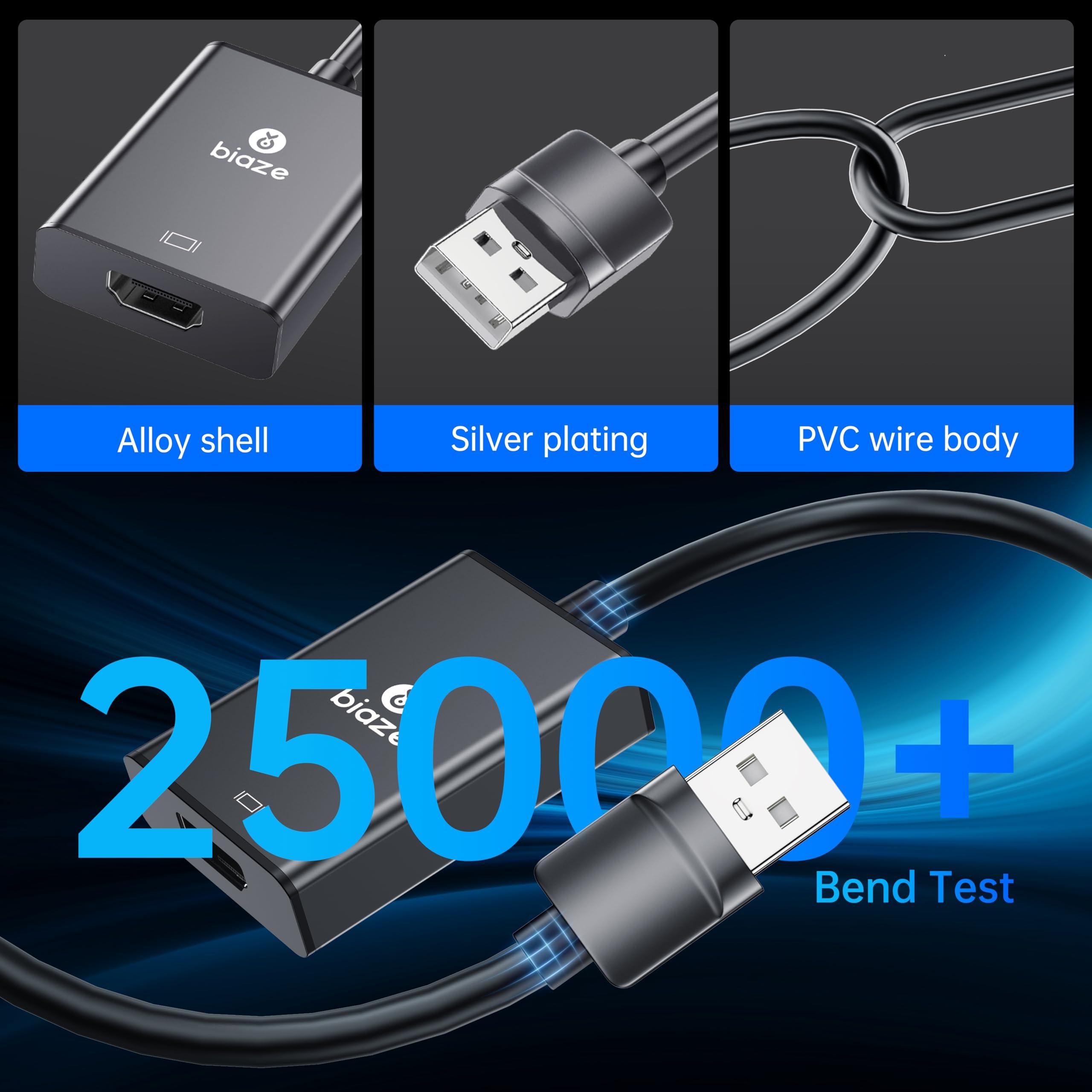 biaze USB to HDMI Adapter, 4K@60Hz HDR for Laptop/PC/TV/Monitor/Projector, Plug and Play, HD Audio Video Transfer, Compatible with Windows/Mac/PS5/Xbox(USB to HDMI Adapter) - Image 3
