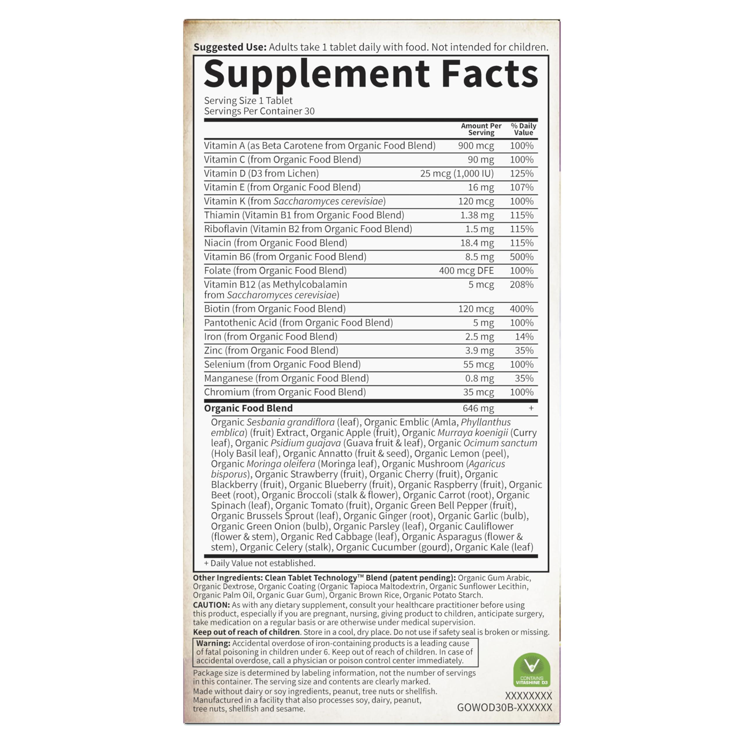 Garden of Life Multivitamin for Women - Organics Women's Once Daily, Whole Food Multi with Iron, Biotin, Vegan Organic Vitamin, Energy Hair Skin & Nails, 30 Tablets - Image 8