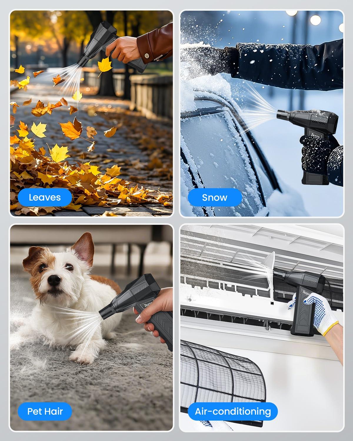 Zezzofan Compressed Air Duster-180000RPM Ultra Powerful Electric Air Duster, 3-Gear Adjustable High Speed Brushless Motor Air Blower for Dust Cleaning PC/Keyboard/Car - Image 7