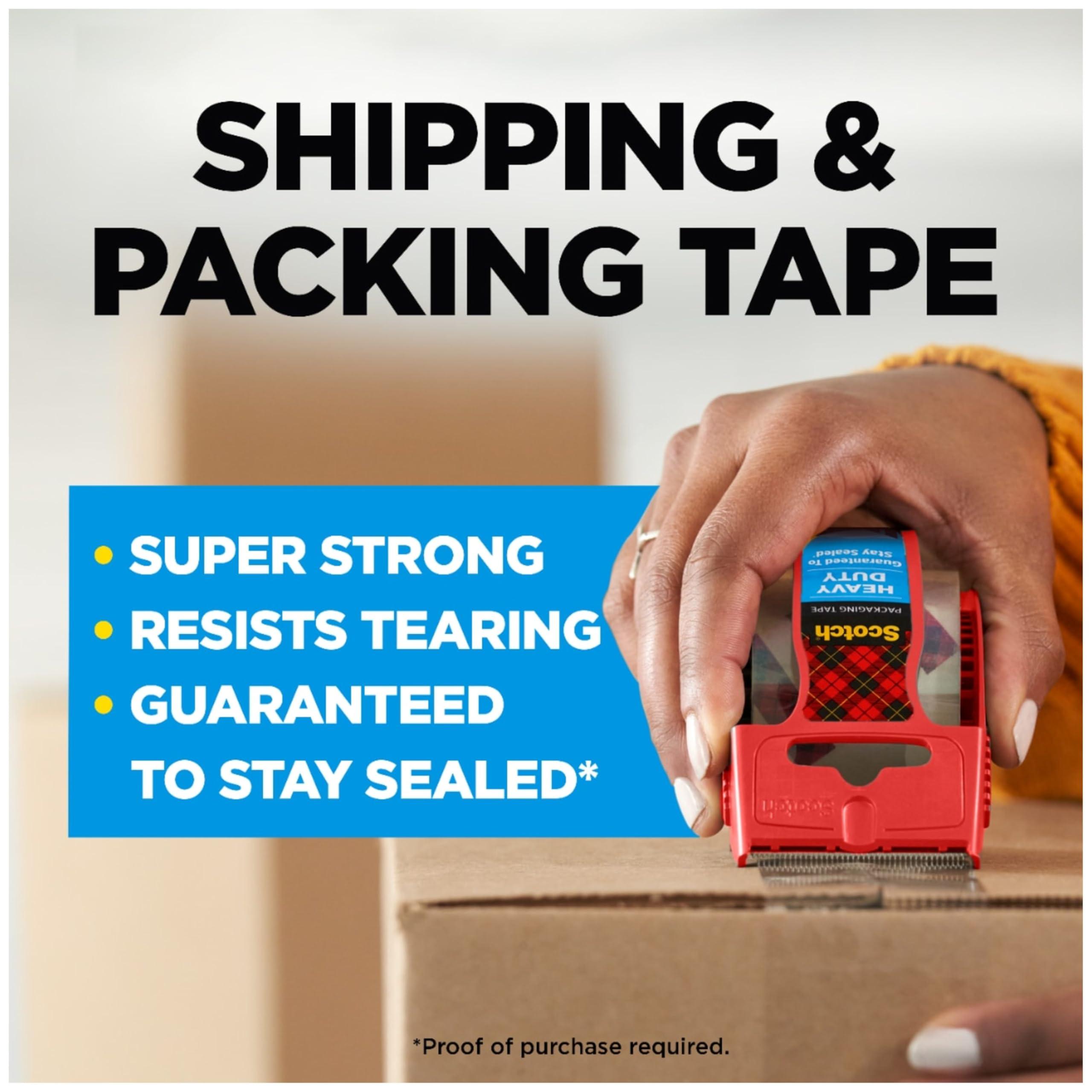 Scotch Heavy Duty Shipping and Moving Packing Tape, Clear, Packing and Moving Supplies, 1.88 in. x 22.2 yd., 3 Tape Rolls with Dispensers - Image 2