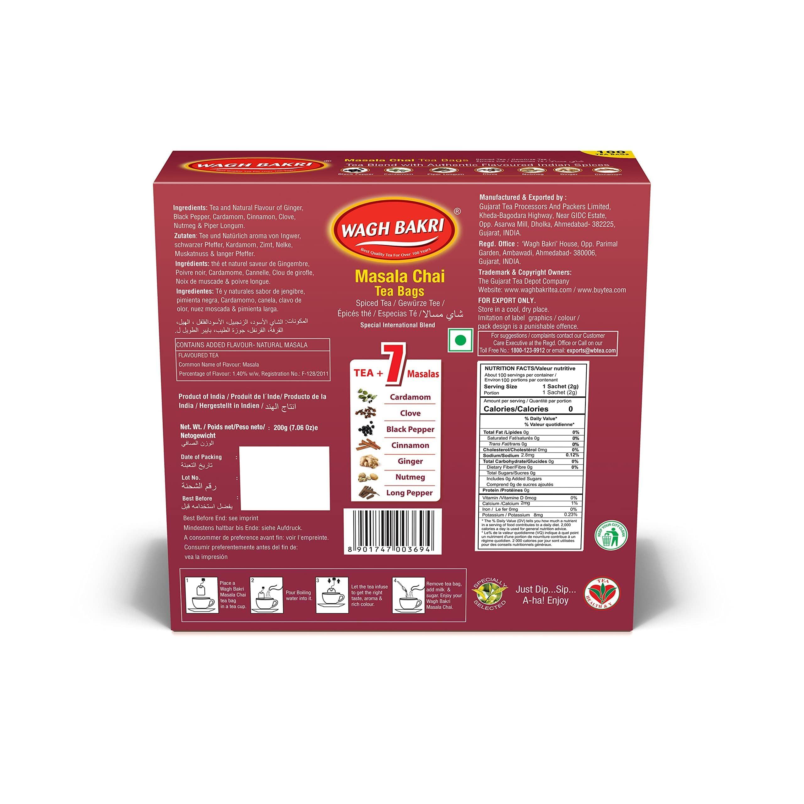Wagh Bakri Masala Chai Tea 100 Bags Celebration Offer with 25 Green Tea Bags FREE - Image 3