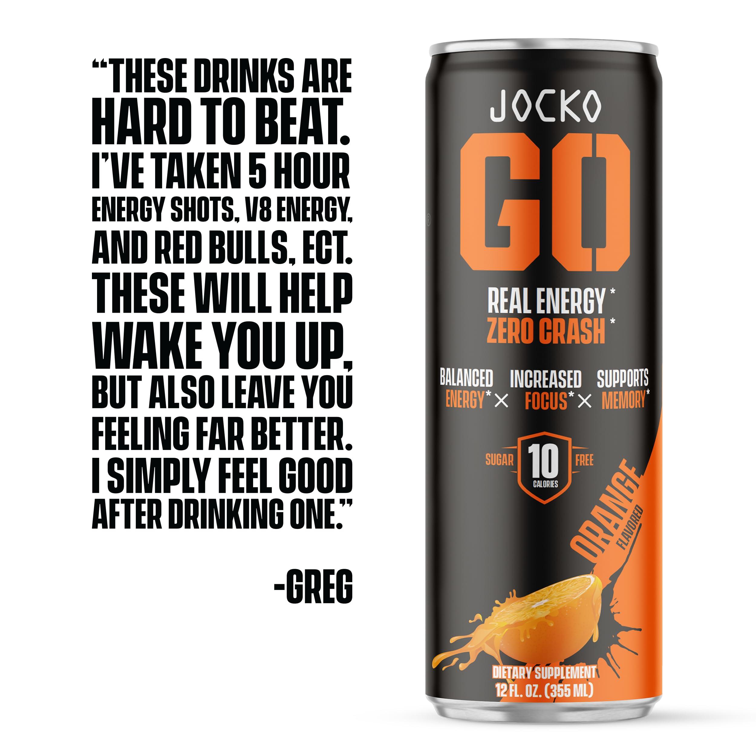 Jocko GO Energy Drink (Afterburner Orange) - Keto, Vitamin B12, Vitamin B6, Electrolytes, L Theanine, Magnesium- Energy Boost, Sugar Free Nootropic Monk Fruit Blend - 12 Pack - Image 6