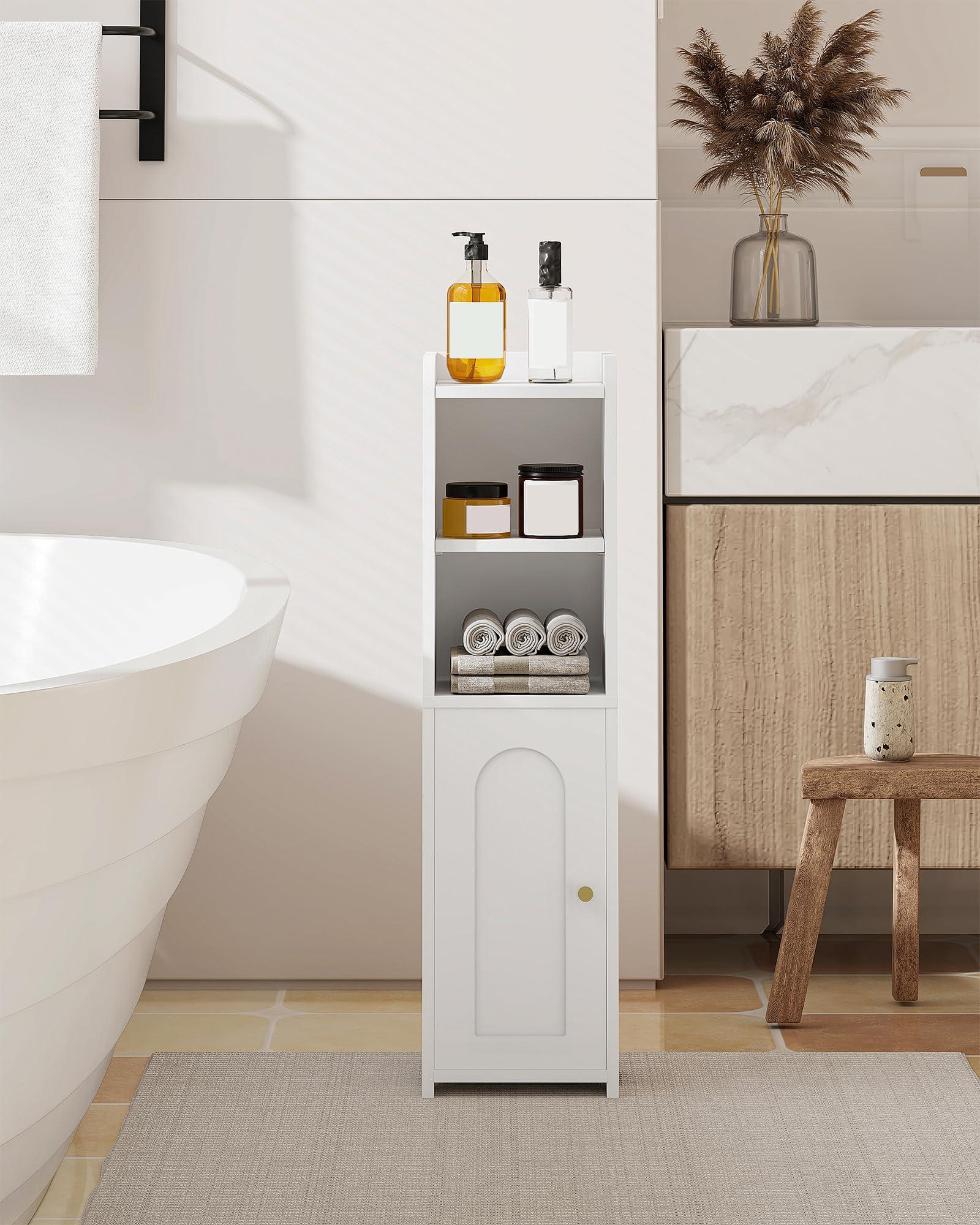 Hzuaneri Bathroom Storage Cabinet, Corner Floor Cabinet with Doors and Adjustable Shelf, Narrow Toilet Paper Cabinets, Bathroom Organizer for Small Spaces, White BC19703X - Image 2