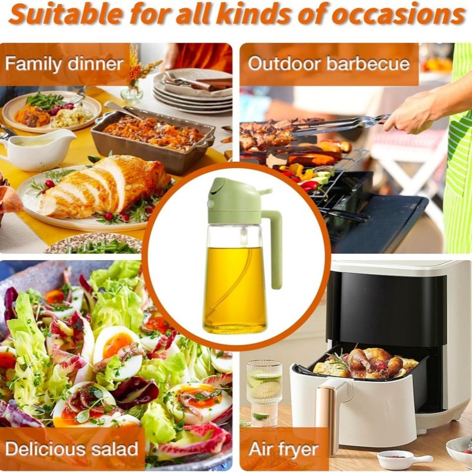 2 in 1 Oil Dispenser and Sprayer for Kitchen -16oz/470ml Glass Olive Oil Dispenser Bottle-Oil Sprayer for Cooking, Salad,Air Fryer, BBQ (White) - Image 7