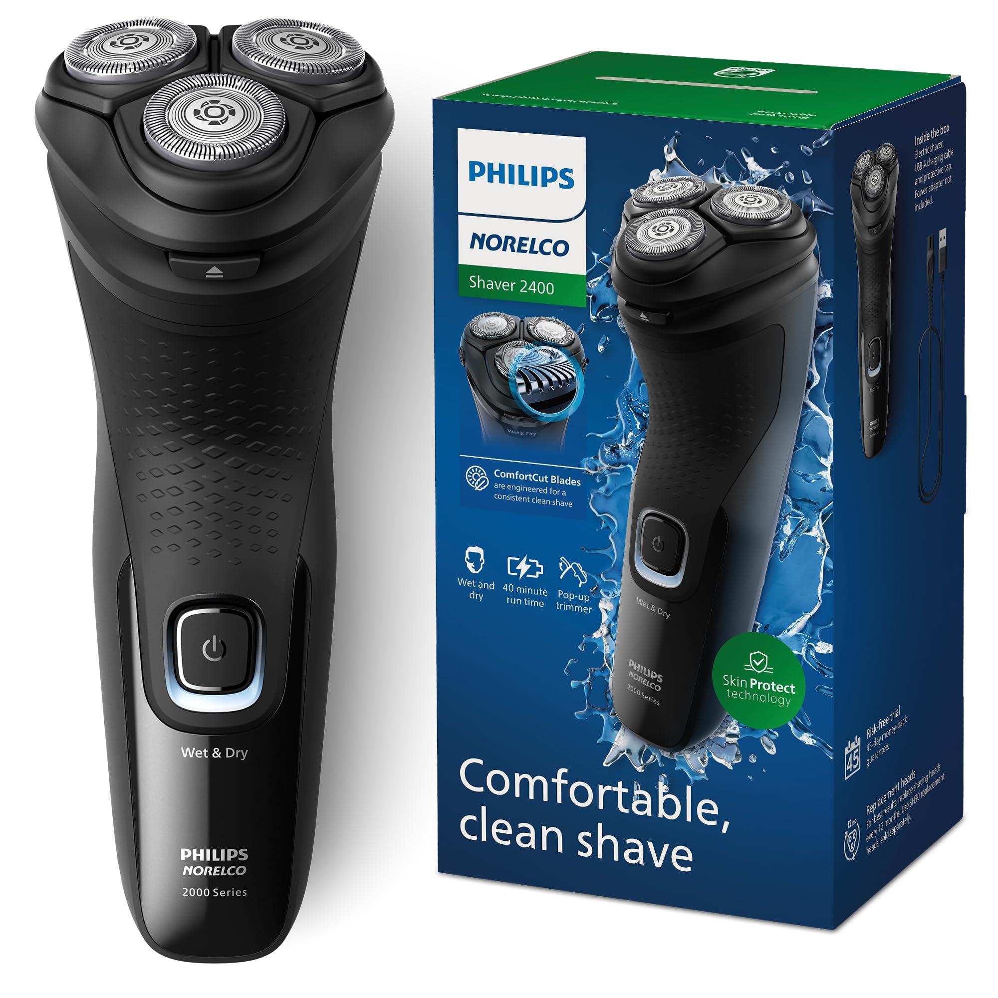 Philips Norelco Shaver 2400 Series, Wet and Dry Electric Shaver, Pop-up Trimmer, P-Cap, Deep Black, Model X3001/90 - Image 1