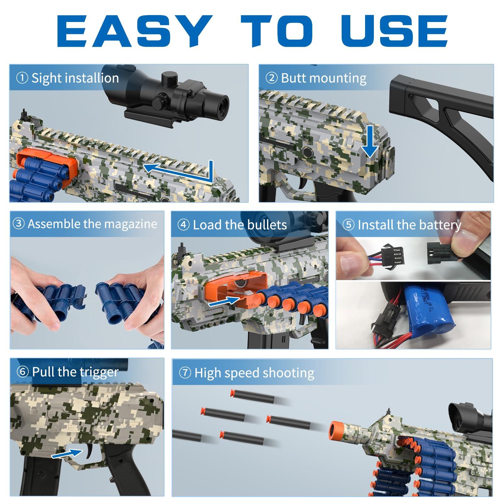 Electric Automatic Toy with Scope, JakMean Toy Blaster with 30 Dart Clips and 100 Foam Darts, Outdoor Shooting Games Toys for 6-12 Year Old Boys & Girls Adults, Gifts for Birthday Xmas, Green - Image 5