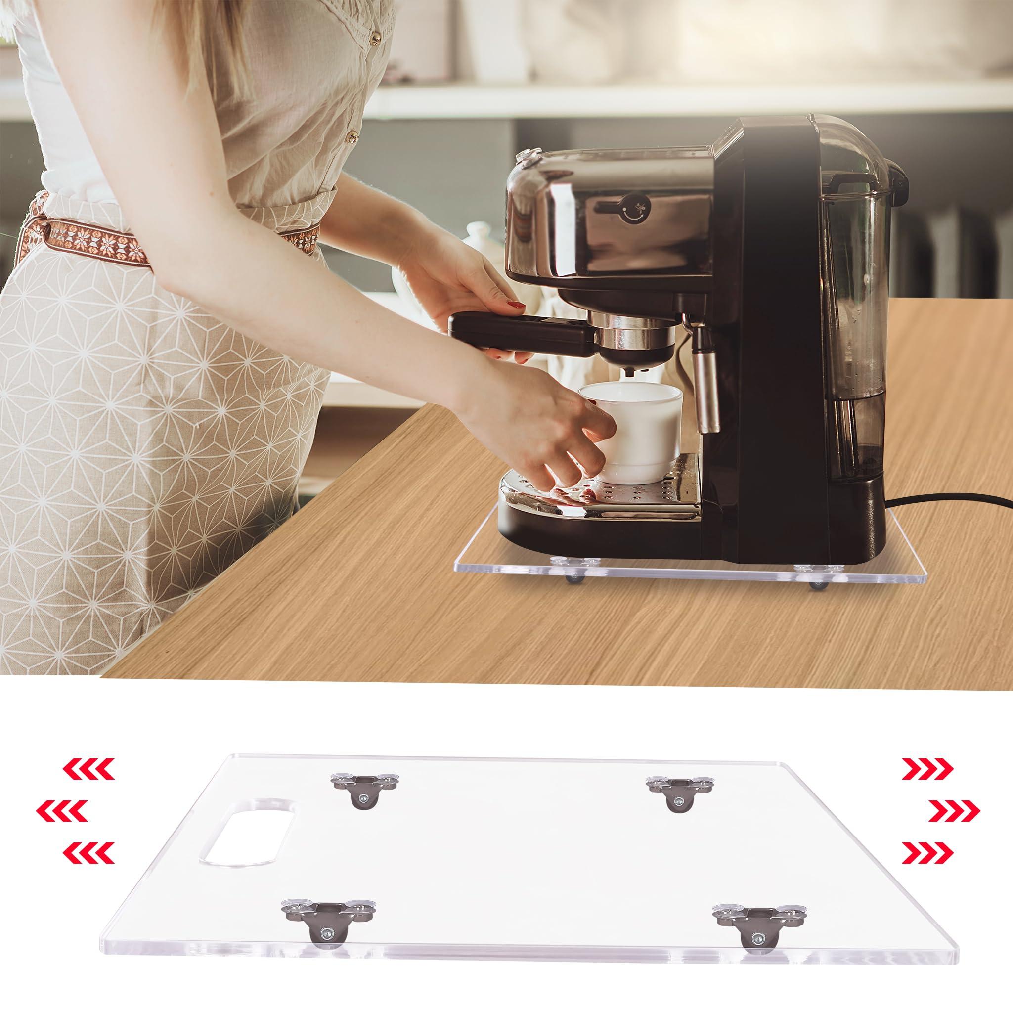 Mostshells Appliance Sliders for Kitchen Appliances, Sliding Tray for Coffee Maker, Coffee Pot Slider Tray with Rubber Rolling Wheels for Heavy Kitchen Appliances like Blender (colorless, 13"D x 14"W) - Image 6