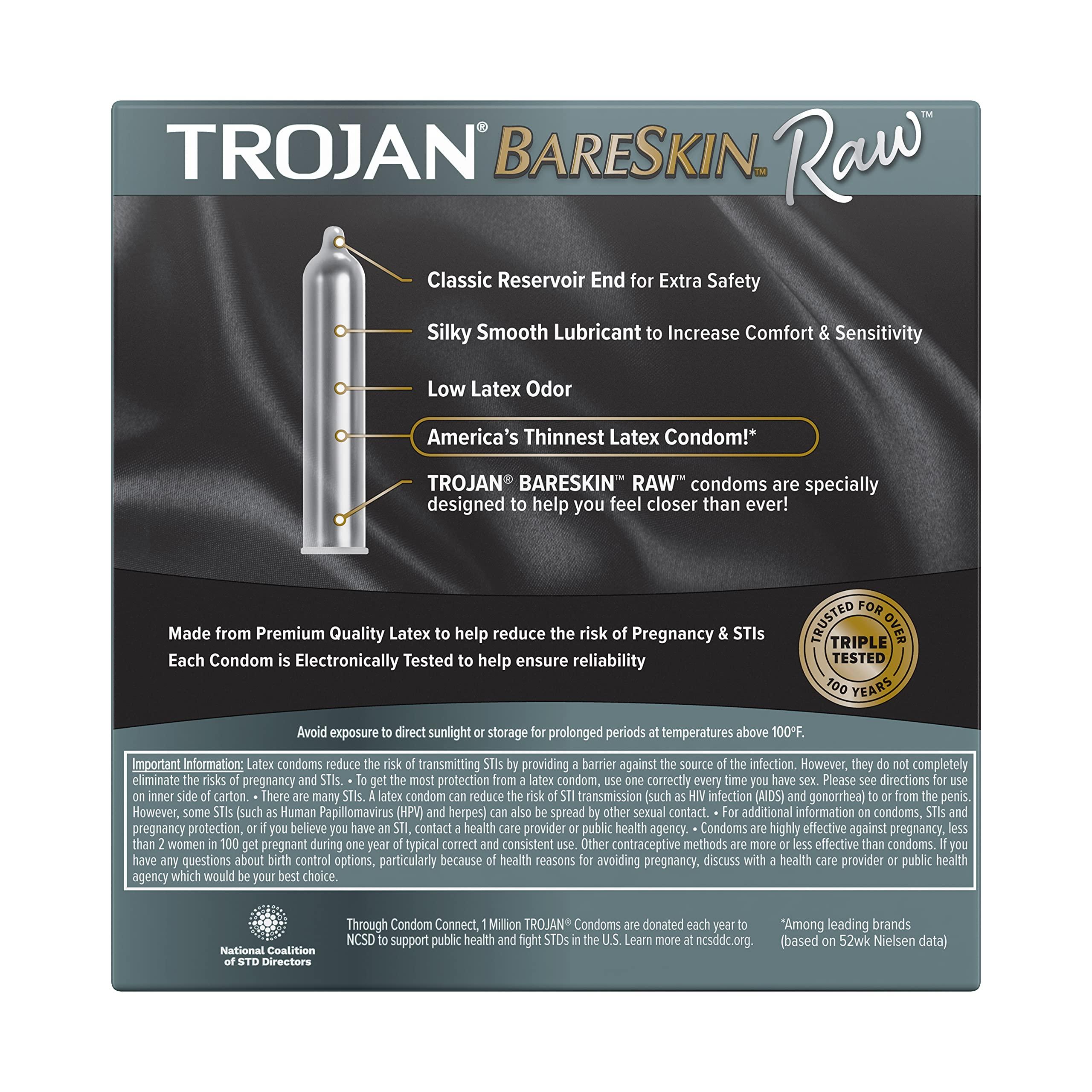 TROJAN BareSkin Raw Ultra Thin Condoms, Lubricated Thin Condoms for Men, America's #1 Condom Brand, 24 Count Pack - Image 7