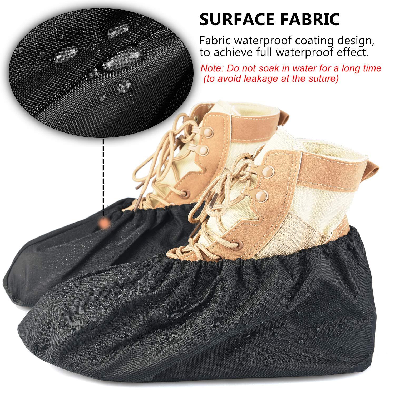 PlasMaller 5 Pairs Black Non Slip Washable Reusable Shoe Covers For Household Thickened Boot Covers, XL - Image 4