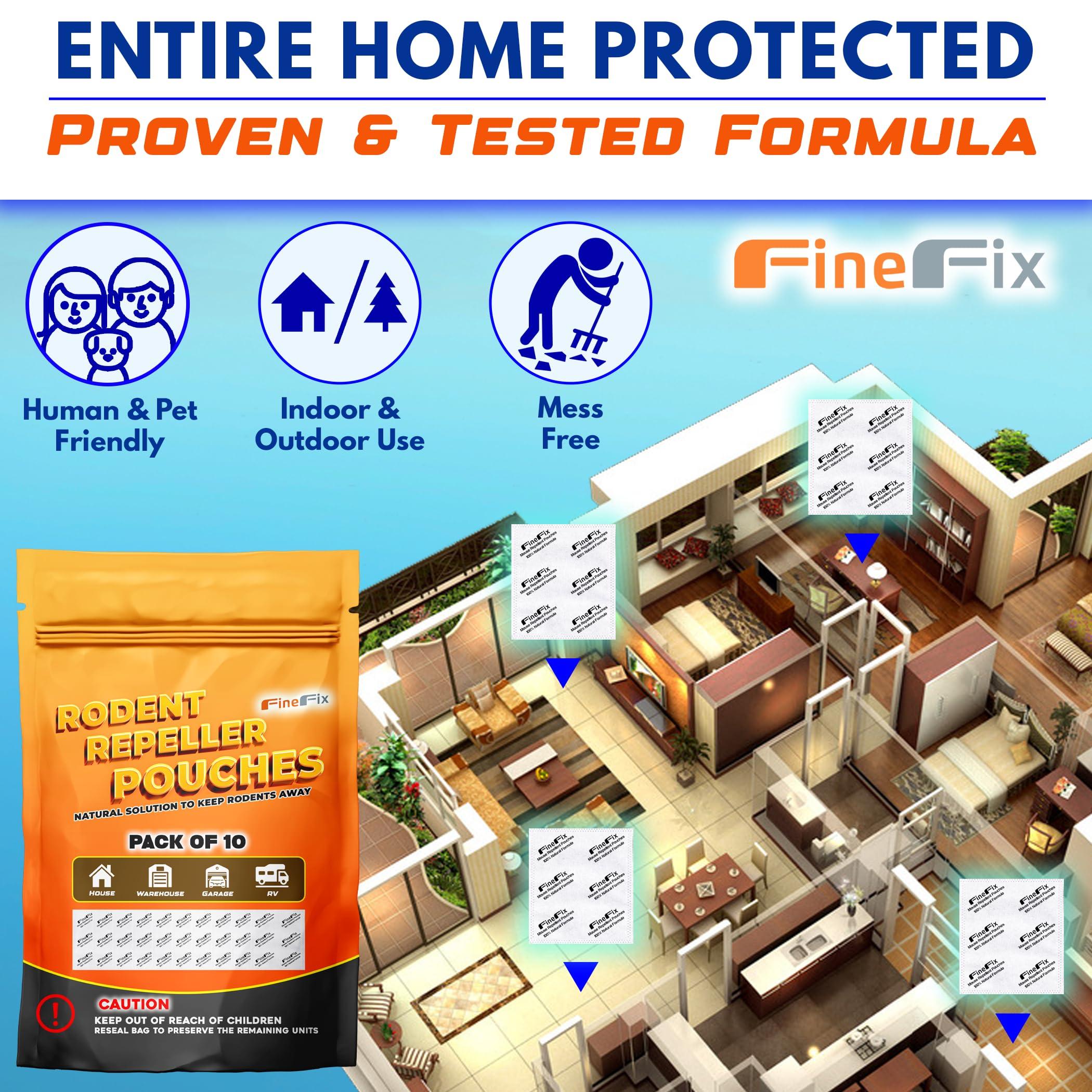 FINEFIX Pack of 10 Vamoose Mouse Repellent Pouches Prepared with a Modified Botanical Formula Which Produces Scents That Deter Mice Pest Control for Home Basement Garage Barn Boat RVs - Image 4