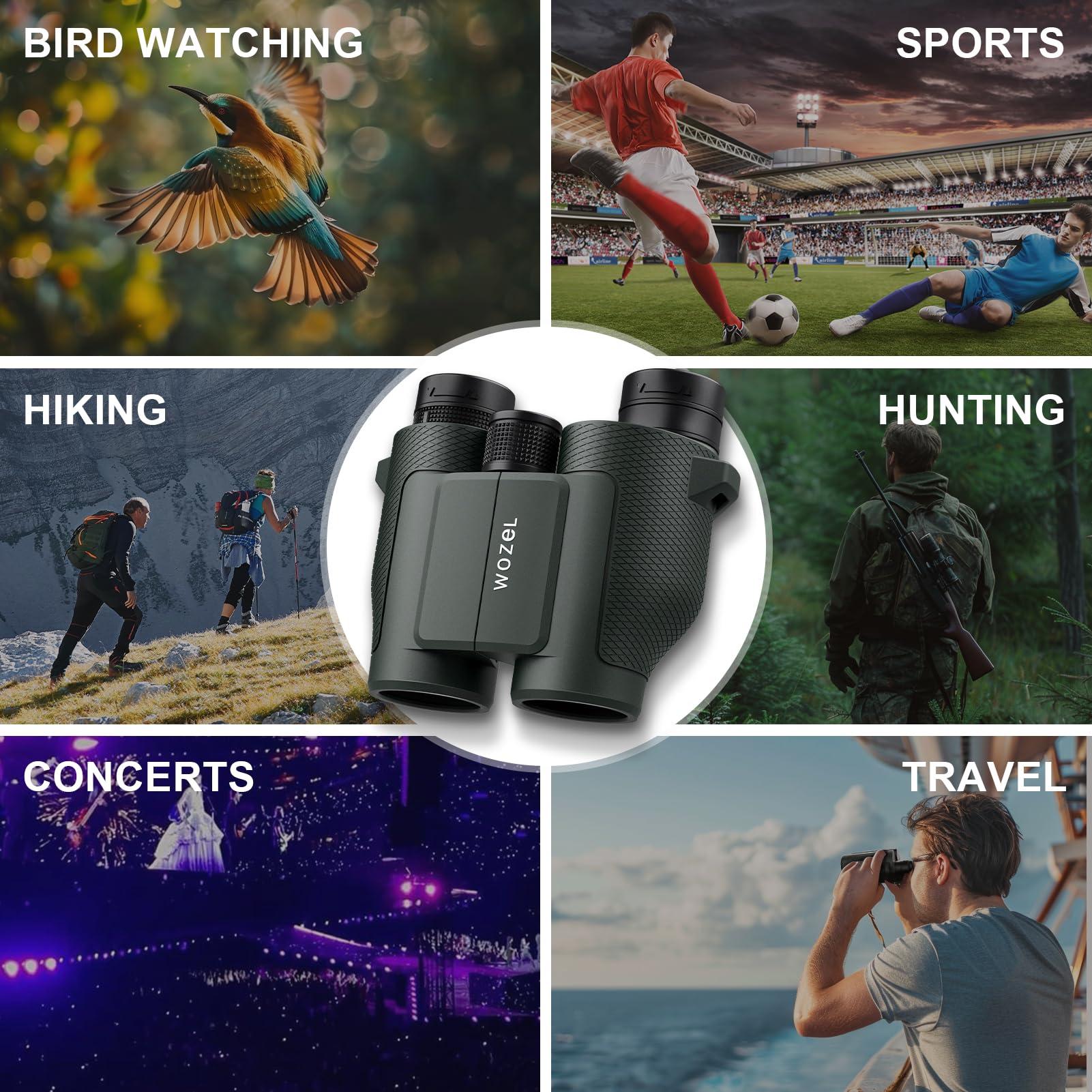 15x32 Compact Binoculars for Adults and Kids - WOZEL High Powered Small Binoculars for Bird Watching, Hunting, Travel, Hiking, Concert, Sports and Outdoors - Easy Focus with Large Objectives - Green - Image 8