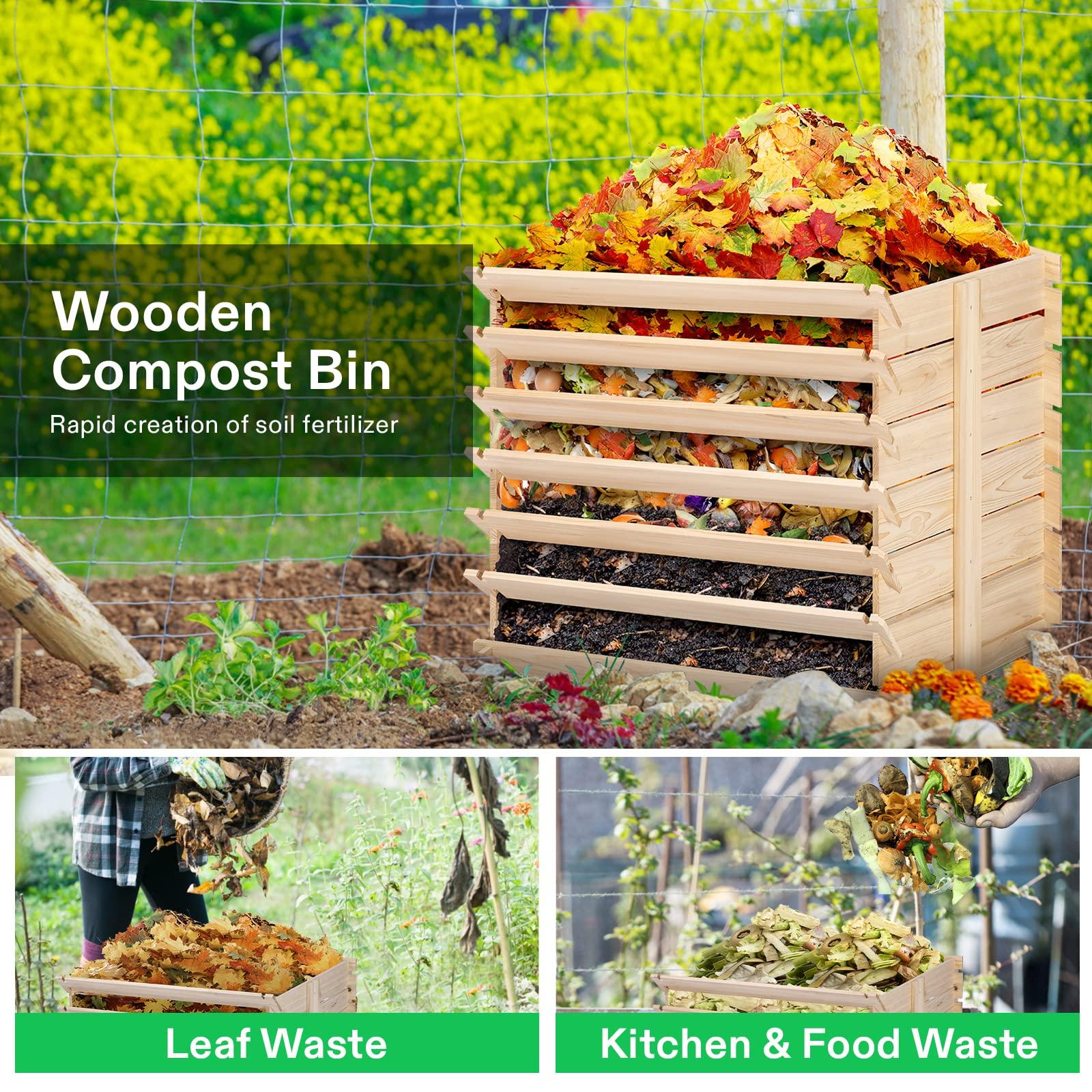 VIVOSUN Wooden Compost Bin, Removable Front Door, Easy to Setup for Backyard, Lawn (Black with Gloves and Liner) - Image 3