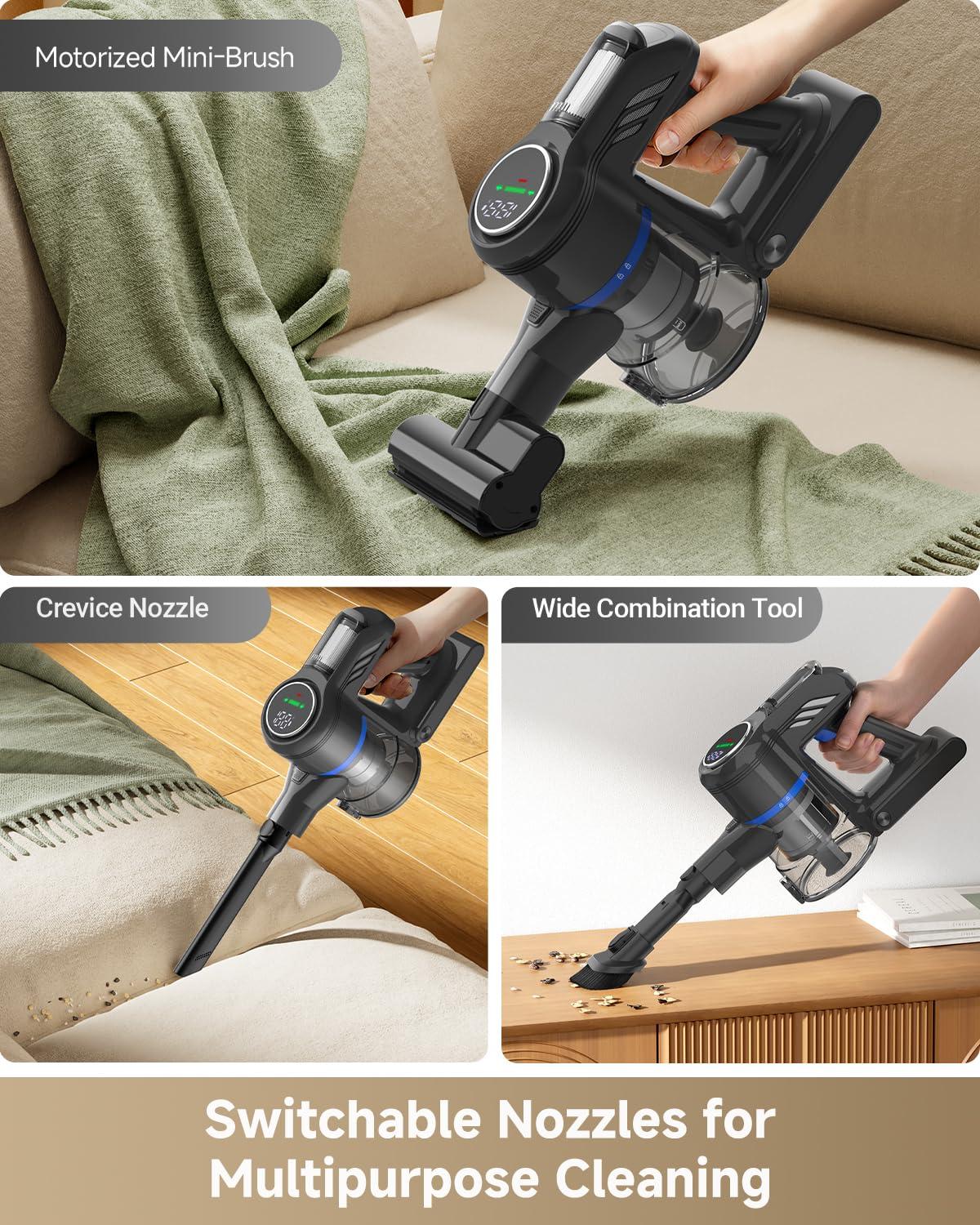 MOVA J30 Cordless Vacuum Cleaner,144AW Powerful Suction, 180° Folding Tube Cleans Corners, 4-in-1 Stick Vacuum, 60Min Runtime, Anti-Tangle Brush with Lights, Deep Clean Pet Hair, Hard Floor, Carpet - Image 6