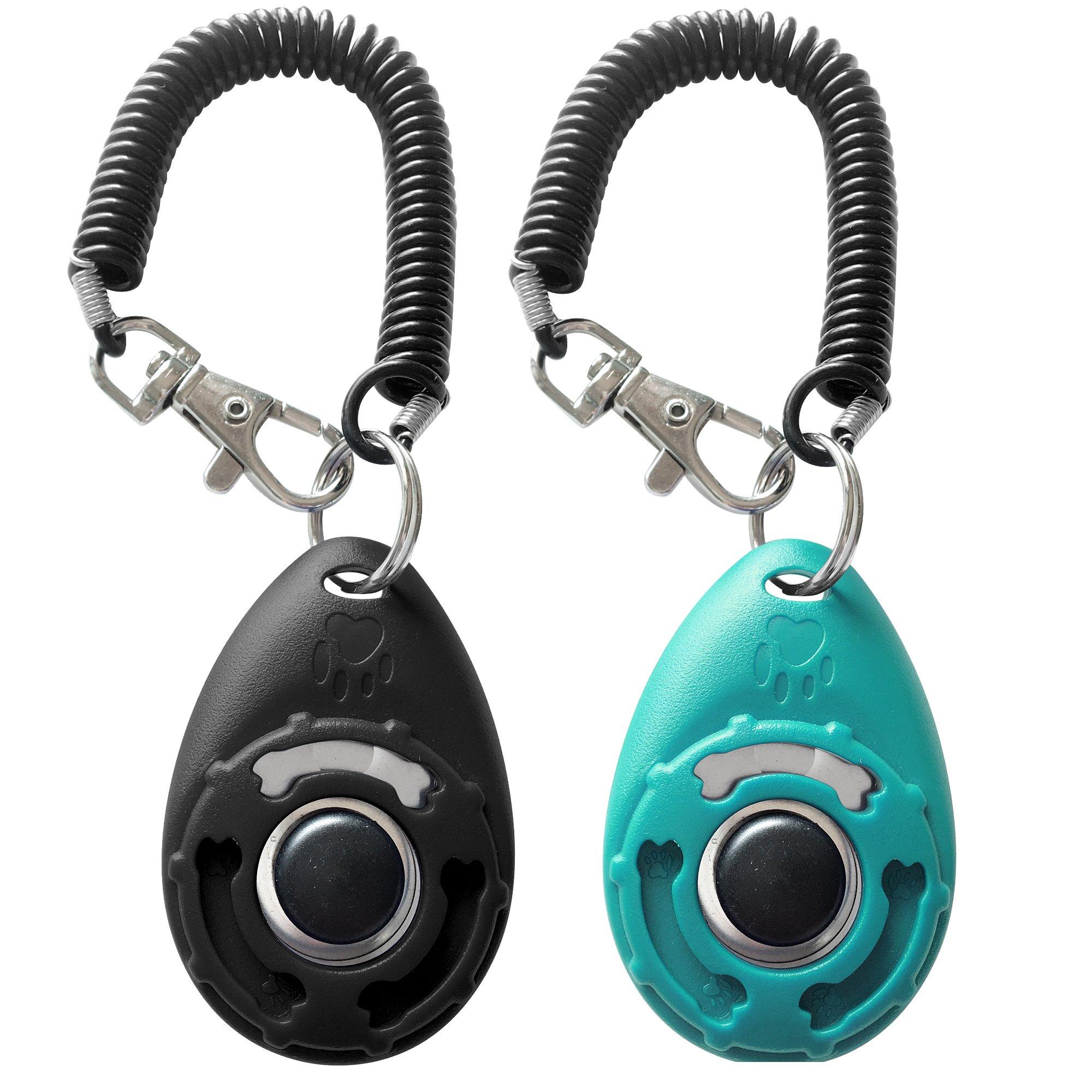 HoAoOo Pet Training Clicker with Wrist Strap - Dog Training Clickers (New Black + Blue) - Image 1