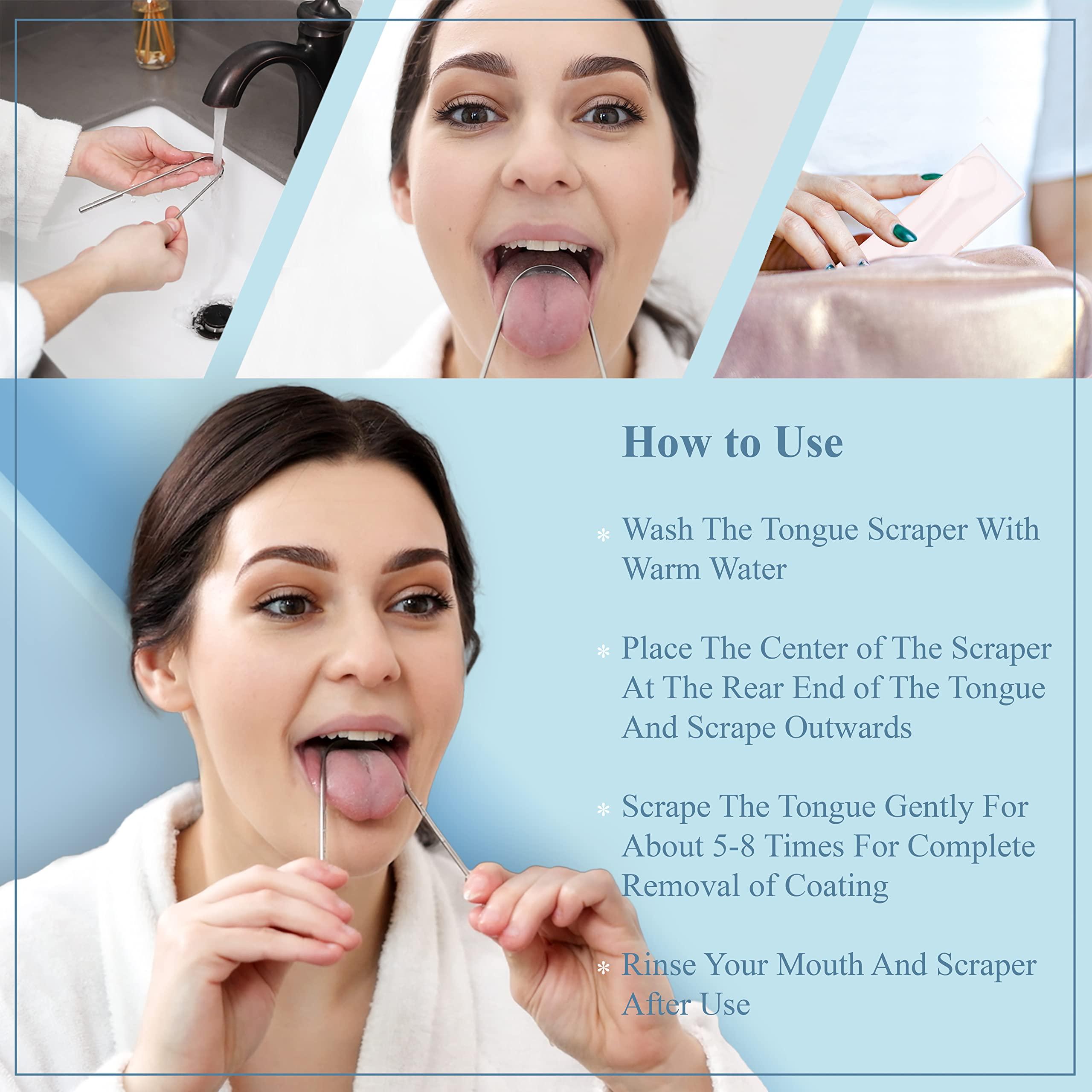 MasterMedi Tongue Scraper for Adults with Multicolor Travel Cases (2 Pack), 100% Stainless Steel, Reduce Bad Breath, Tongue Scrubber, Easy to Use, Tongue Cleaner for Oral Care & Hygiene - Image 6