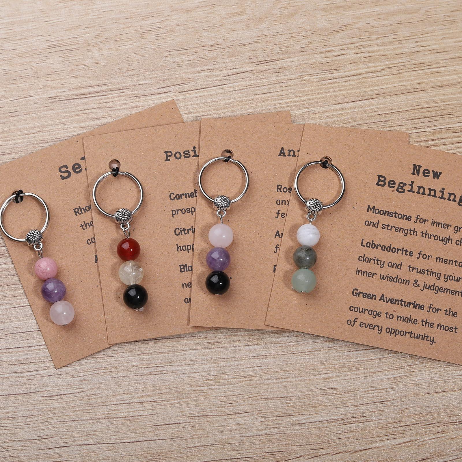 GINAZL Natural Crystals Keychain Gift for New Beginnings, Small Healing Stones Keychain for Anxiety Relief. Healing Crystals - Image 4