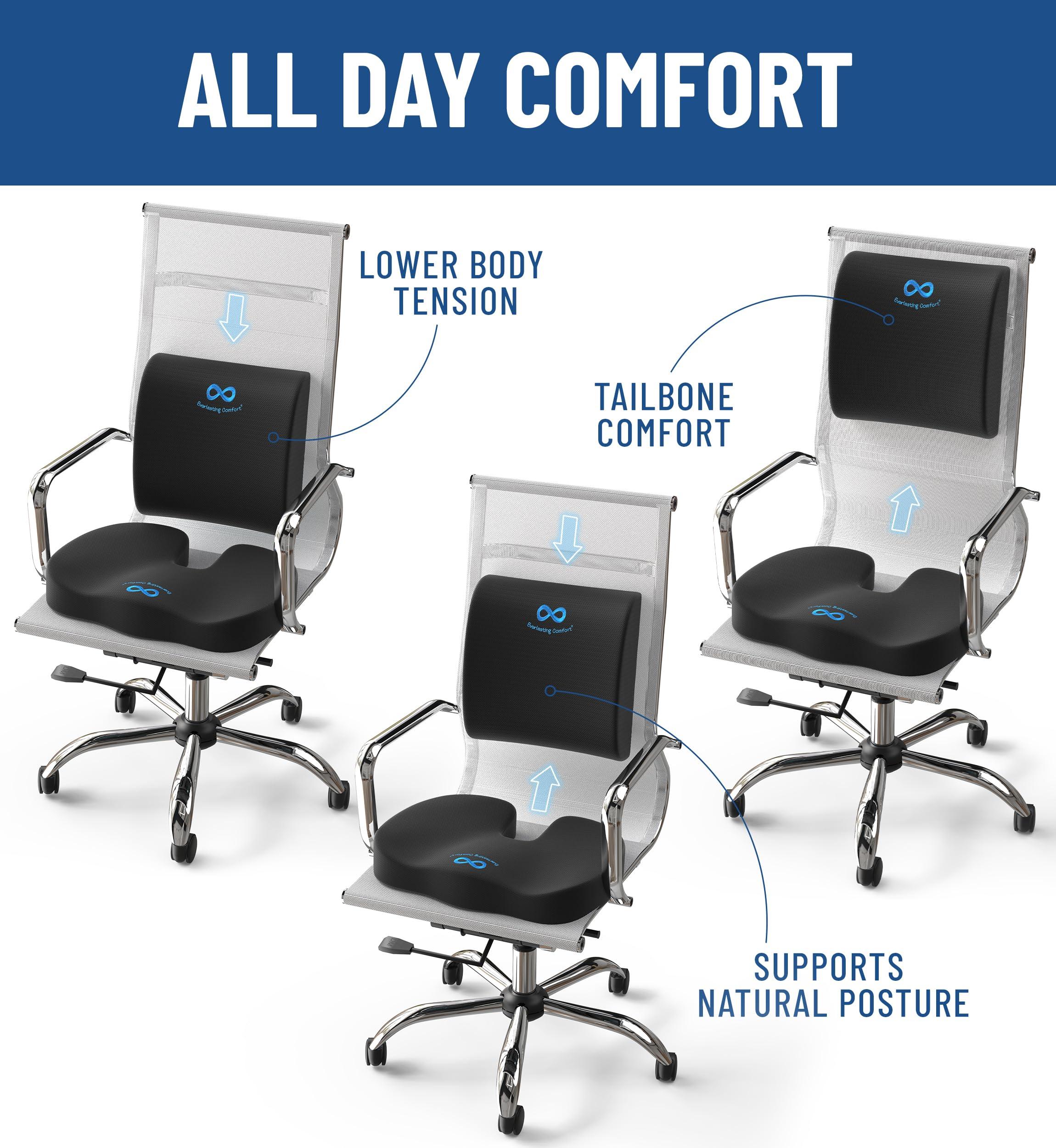 Everlasting Comfort Doctor Recommended Memory Foam Seat Cushion for Office Chairs & Car Seat - Ergonomic Office Desk Accessories for Tailbone Pain Relief, Sciatica & Lumbar Support - Image 6