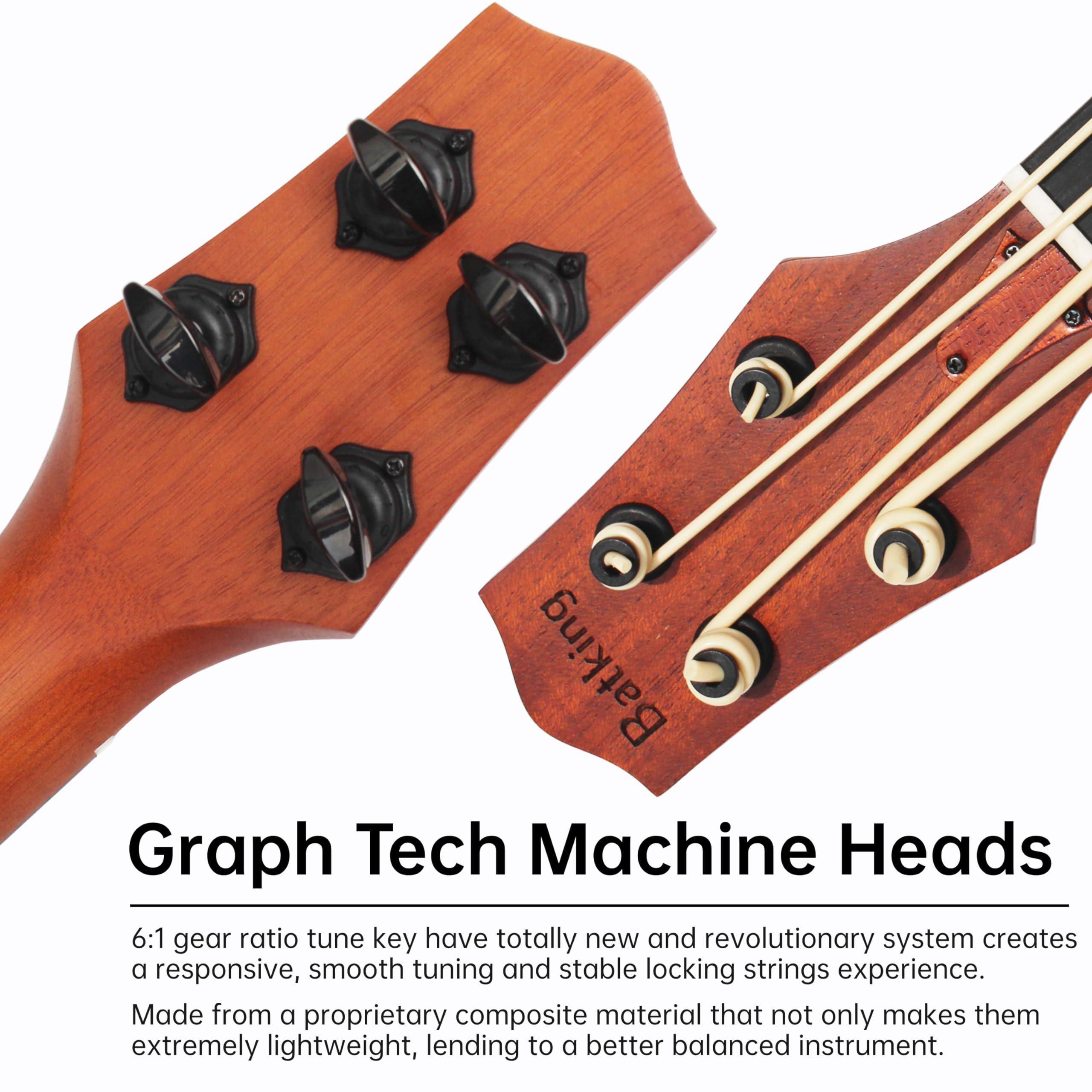 Batking Ubass Electric Ukulele Bass, 30 inch Baritone Bass Ukelele Fretless, Electric Acoustic Bass Uku Wtih Gig Bag (Machine Head Upgraded, Fretless Ubass) - Image 4