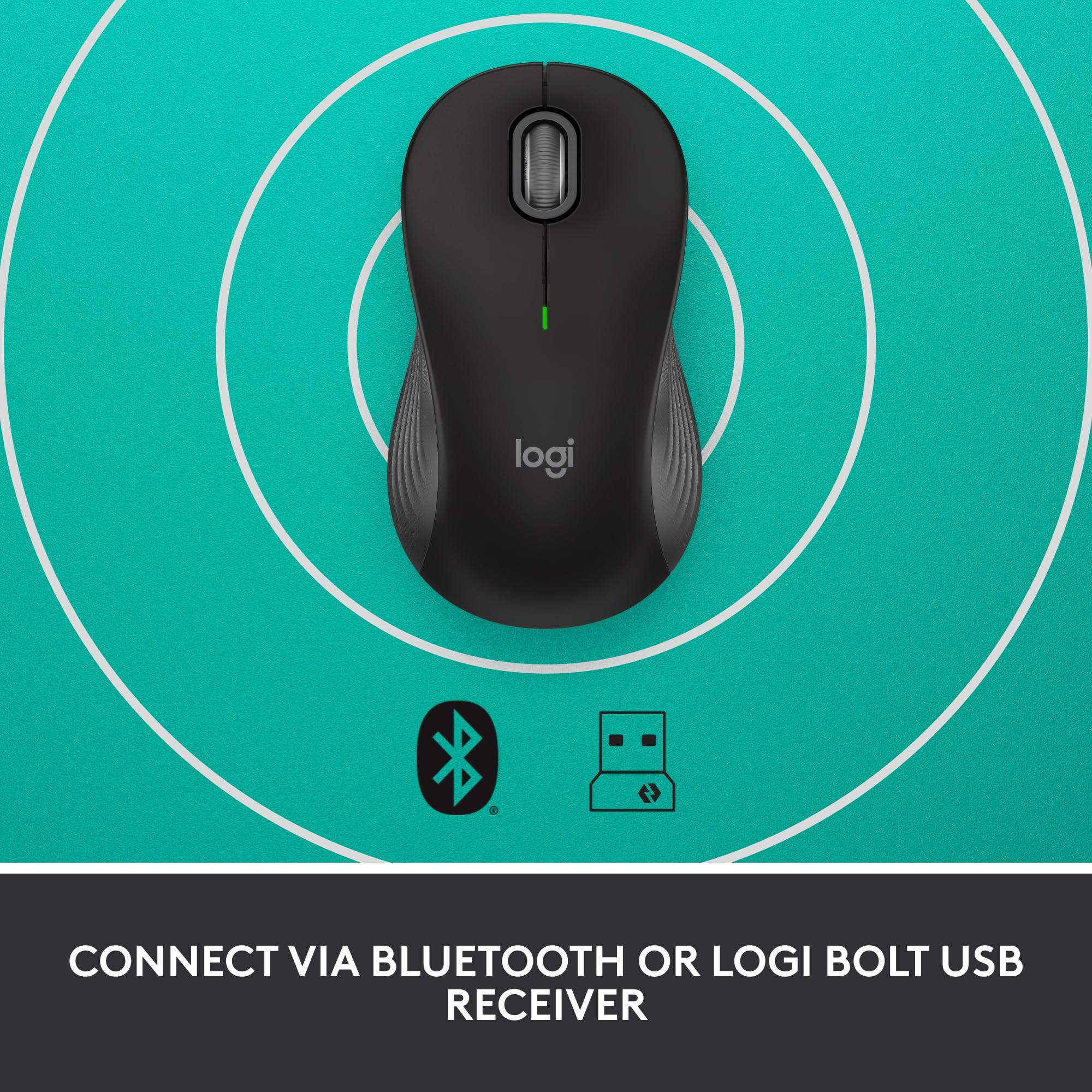 Logitech Signature M550 Wireless Mouse - for Small to Medium Sized Hands, 2-Year Battery, Silent Clicks, Customizable Side Buttons, Bluetooth, Multi-Device Compatibility - Black (Renewed) - Image 7
