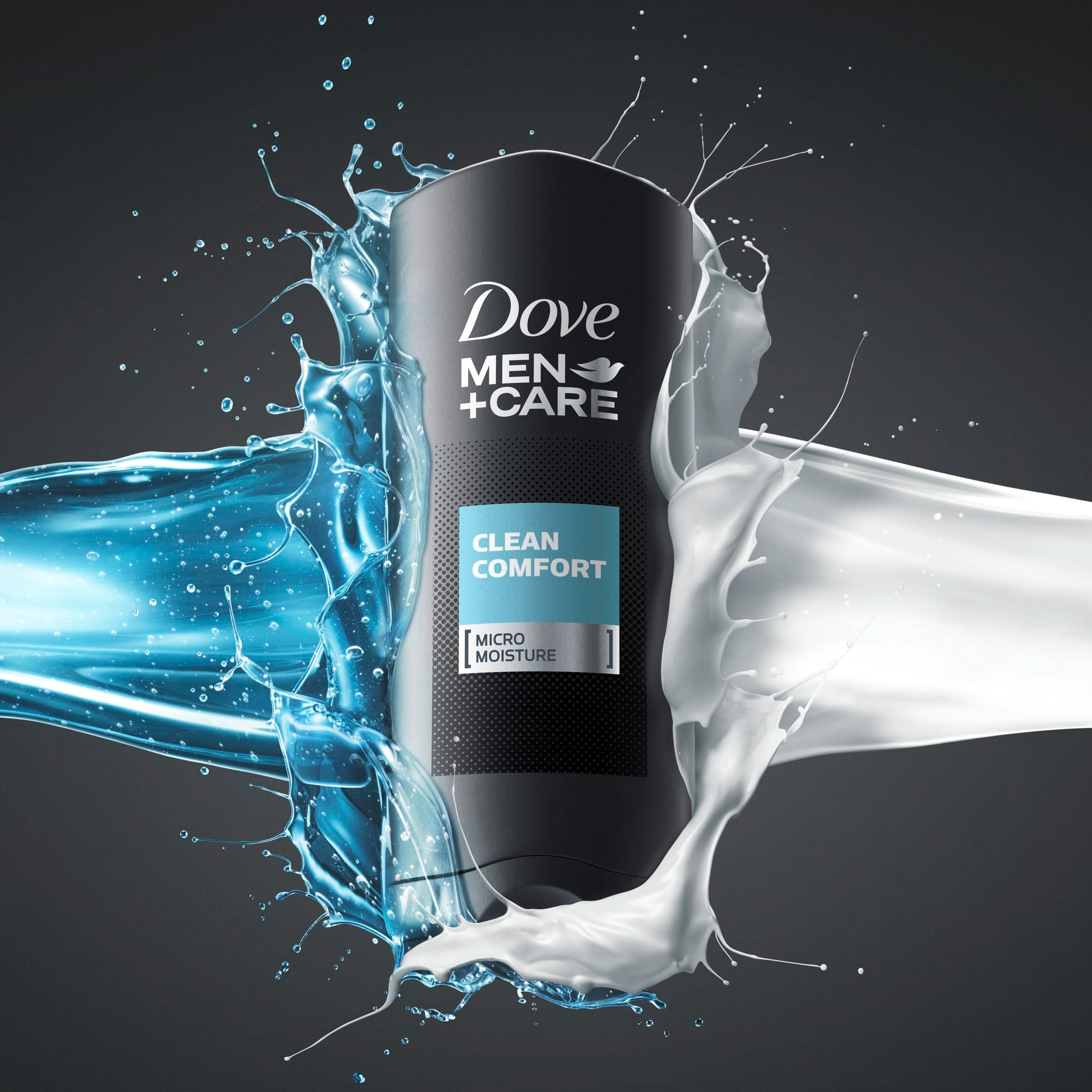 DOVE MEN + CARE Body and Face Wash Clean Comfort 4 Count for Healthier and Stronger Skin Effectively Washes Away Bacteria While Nourishing Your Skin, 18 oz - Image 3