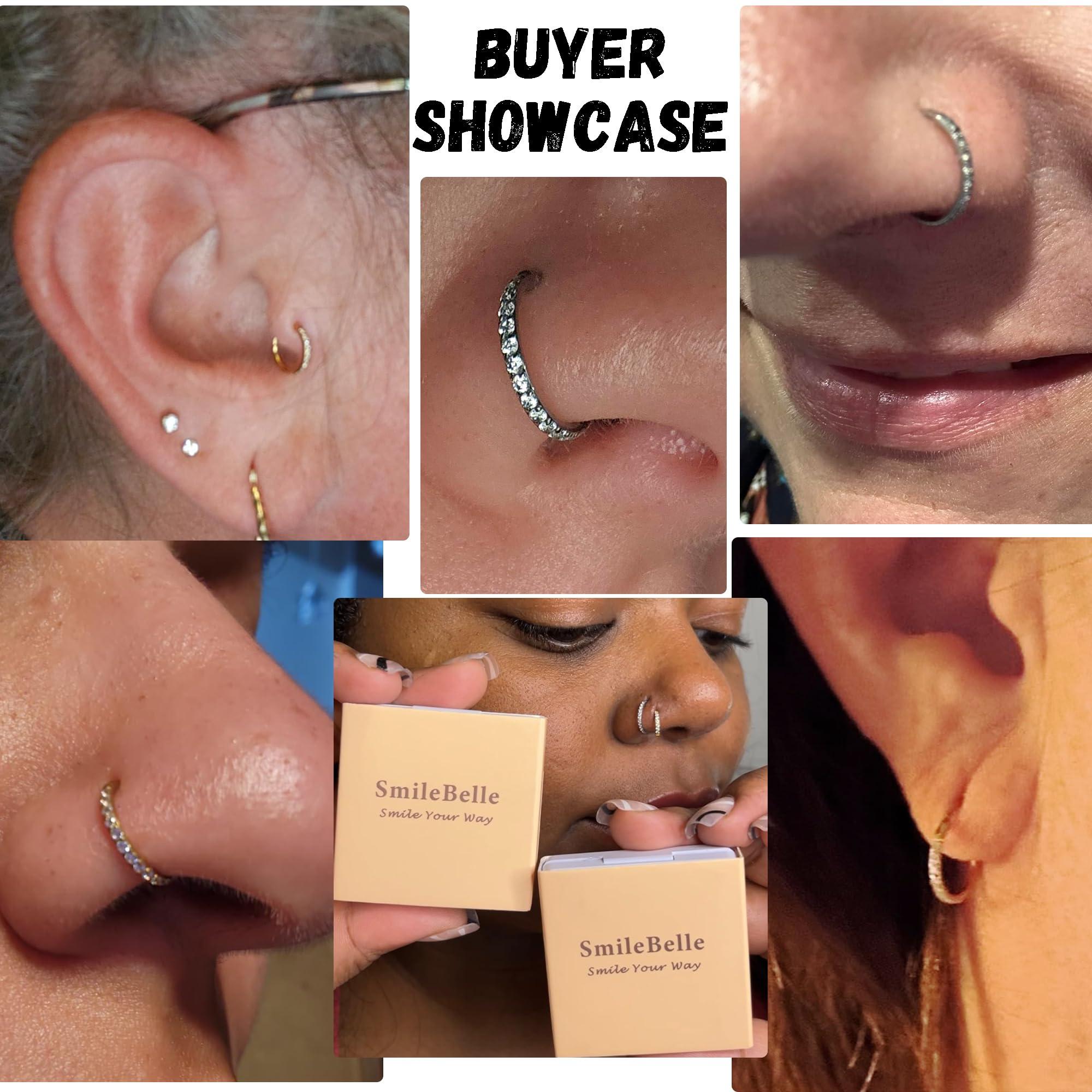 SmileBelle 14K Gold Hinged Nose Rings Hoop for Women 20G, 316L Surgical Steel Clicker Septum Ring, Hoop Huggie Earring for Upper Lobe Cartilage Helix Piercing Jewelry (8mm, 6mm,10mm) - Image 6