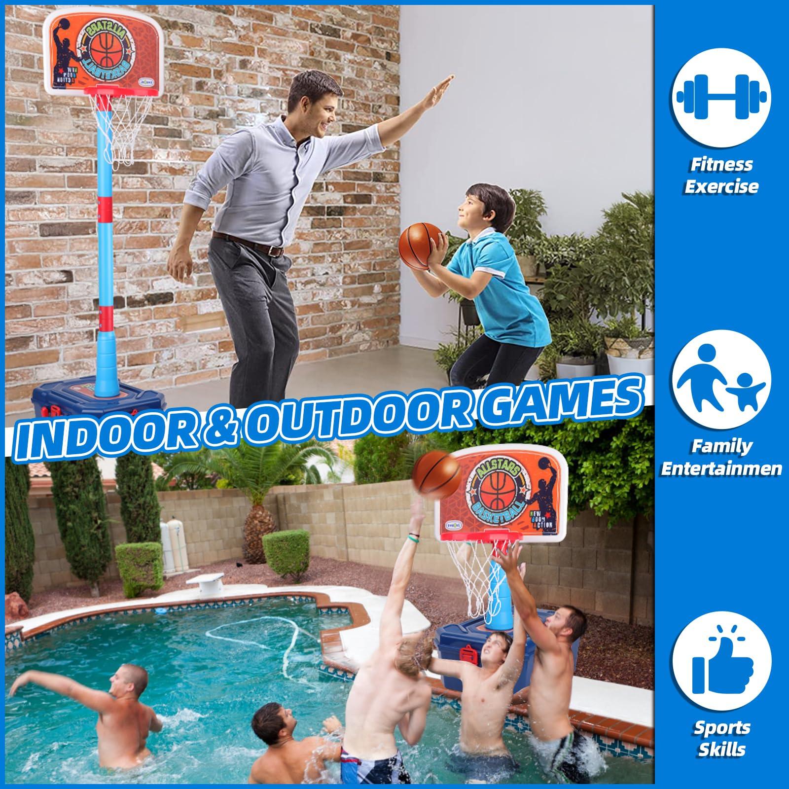 4 in 1 Basketball Hoop for Kids 1-3, 3-5, Toddler Basketball Goal and T Ball Set, Adjustable Basketball Hoop, Indoor Outdoor Sports Toys, Birthday Gifts for Kids Boys 1 2 3 4 5 Years Old - Image 4