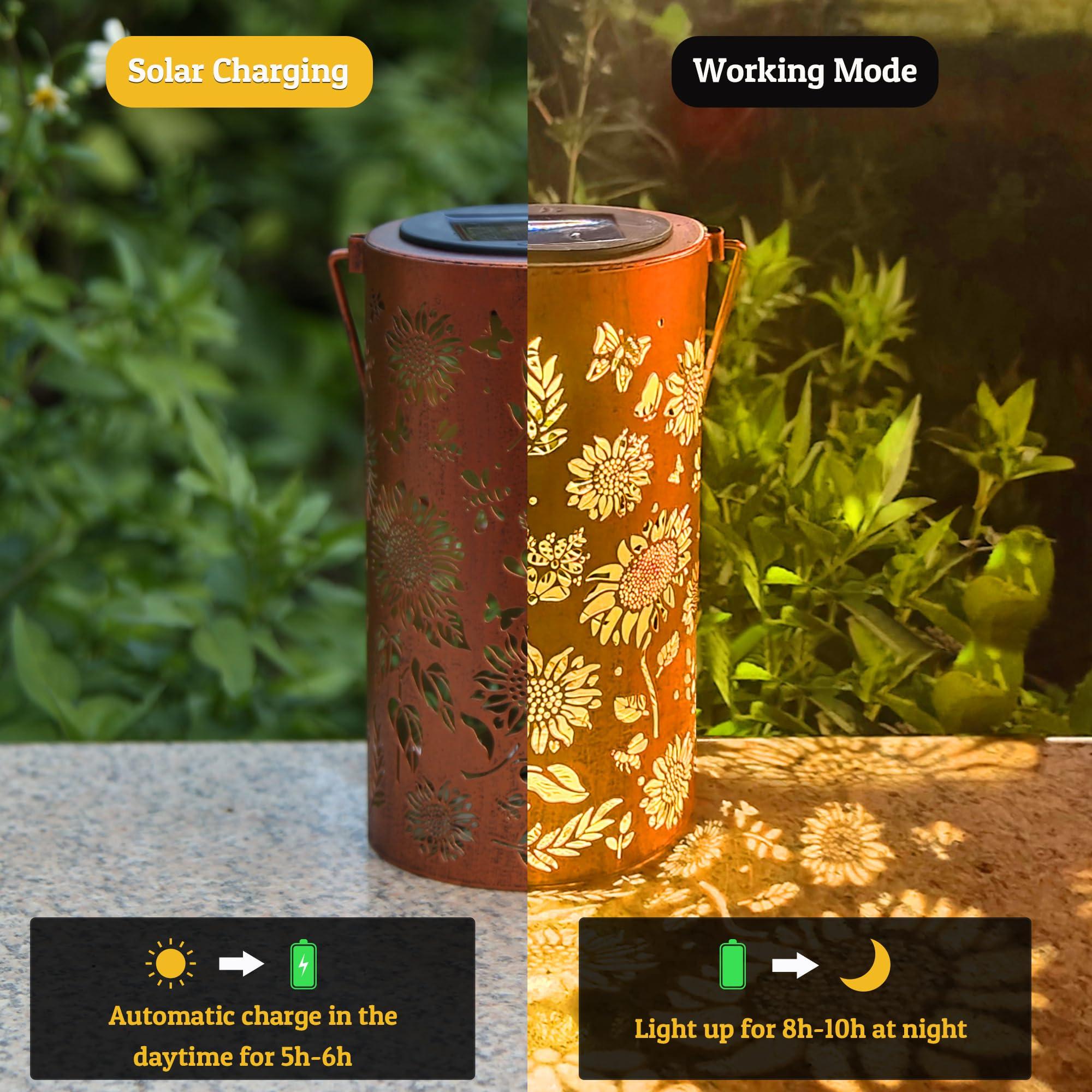 ANYTALK Birthday Gifts for Women Mom Grandma, Sunflower Solar Lanterns Outdoor Waterproof, Hanging Solar Lights for Yard, Patio, Porch, Garden Decor - Image 8