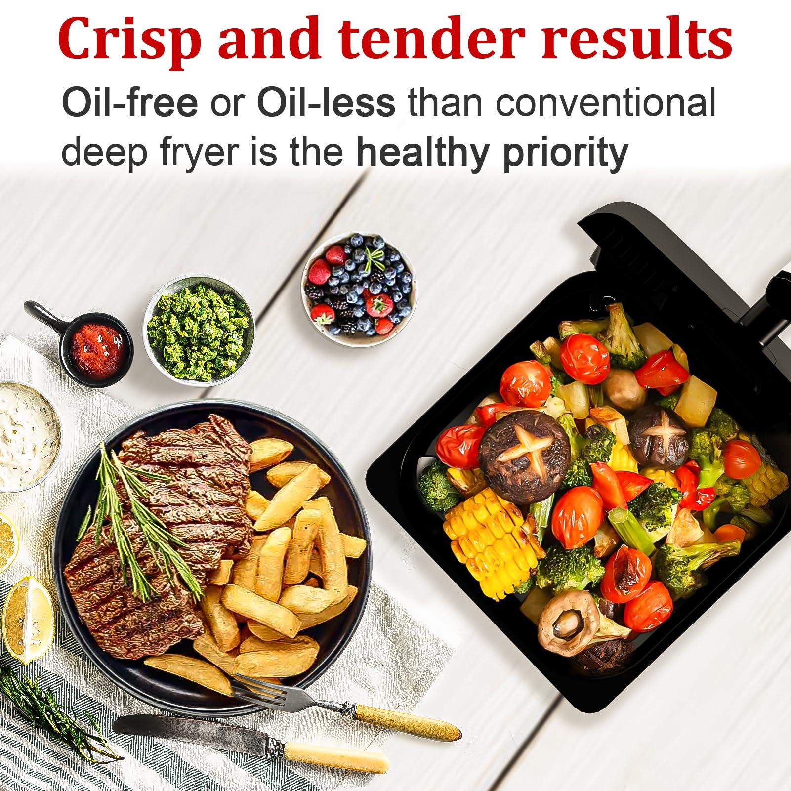 WHUTO 6QT Air Fryer Oven with LED Digital Touchscreen, 12 Preset Cooking Functions Air fryers, Bake, Reheat, Keep Warm, Nonstick and Dishwasher-Safe Basket, Stainless Steel/Black - Image 5