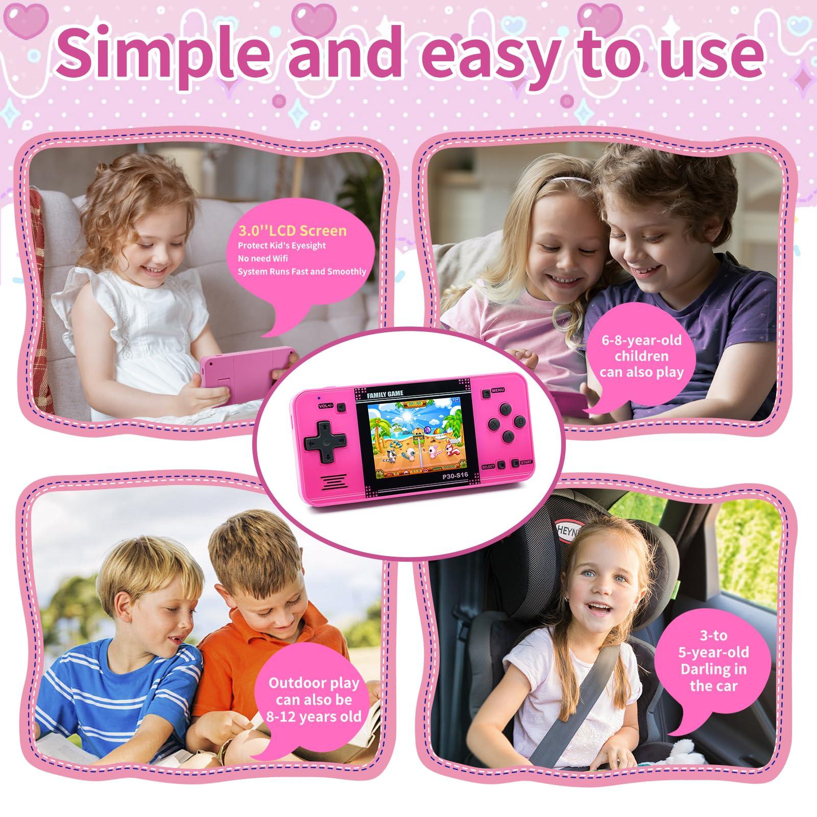 Handheld Game for Kids -Preloaded 220 Retro Video Games, Portable Gaming Player with Rechargeable Battery 3.0" LCD Screen, Mini Arcade Electronic Toy Gifts for Boys Girls (Red) - Image 5