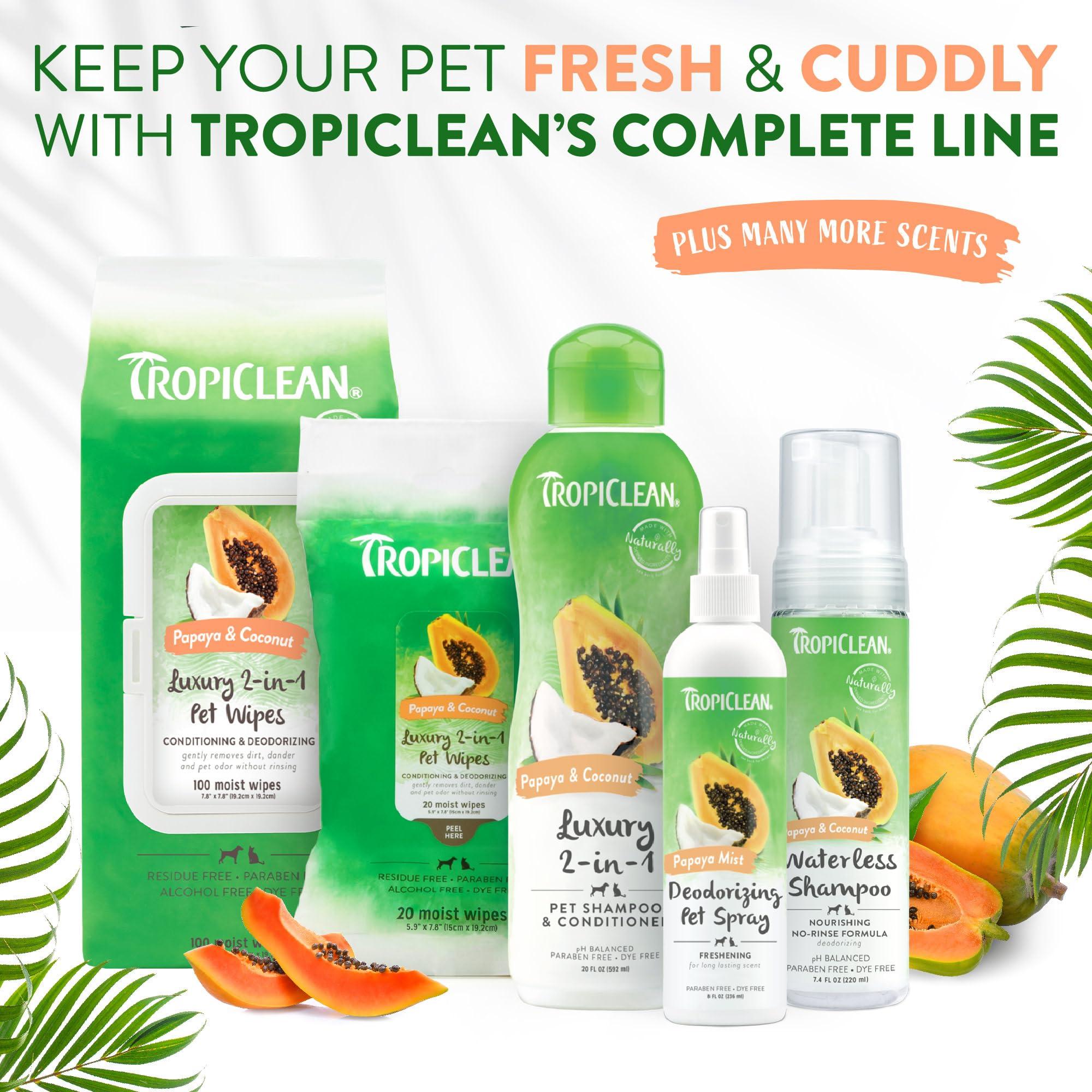 TropiClean 2-in-1 Dog Shampoo and Conditioner, Moisturizing Dog Detangler, Puppy Safe, Made in the USA, Papaya Scent, Cat & Kitten Safe, 20oz. - Image 8
