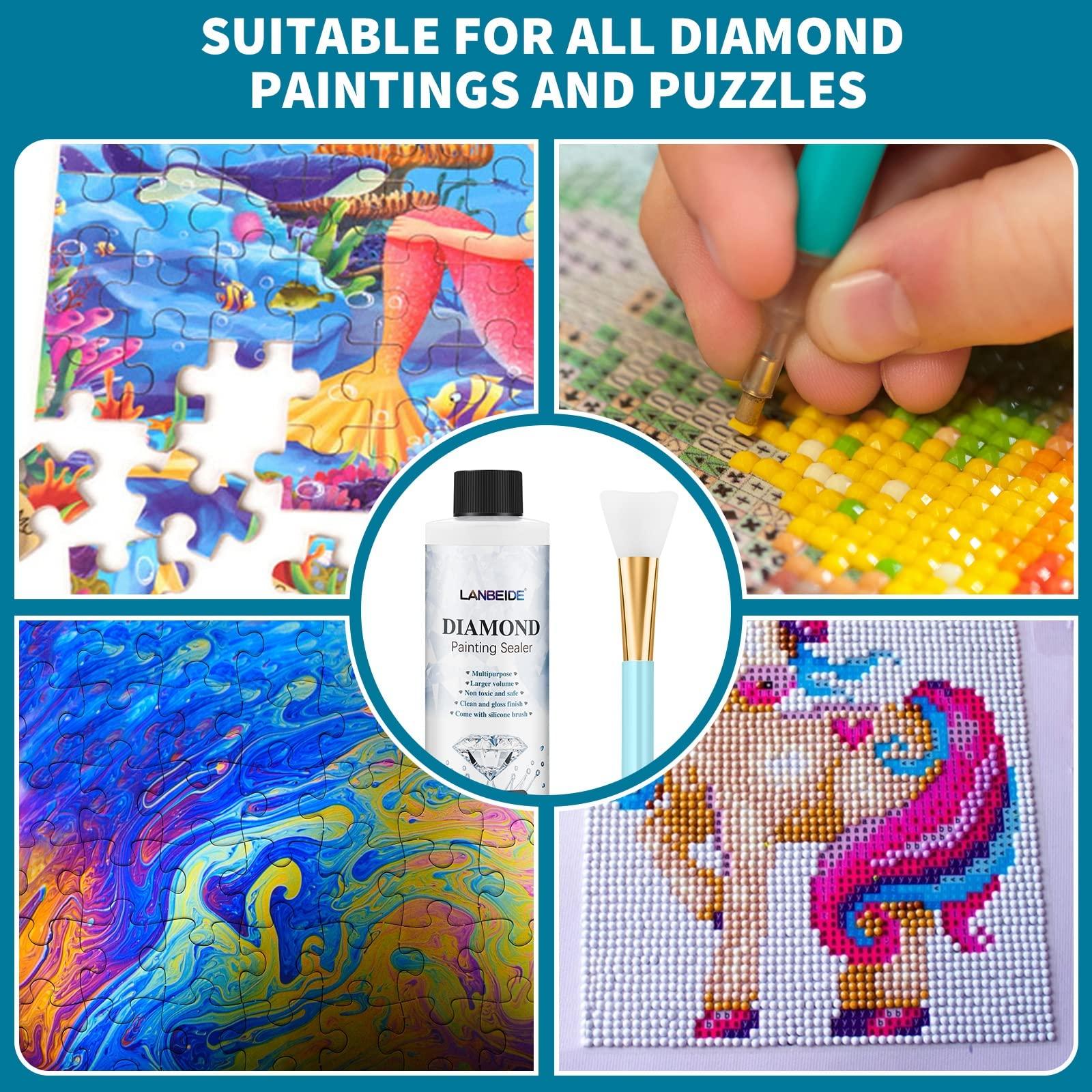 LANBEIDE Updated Diamond Painting Sealer 200ML with Silicone Brush, 5D Diamond Painting Glue Sealer Permanent Hold & Shine Effect Conserver for Jigsaw Puzzles (7 OZ) - Image 6