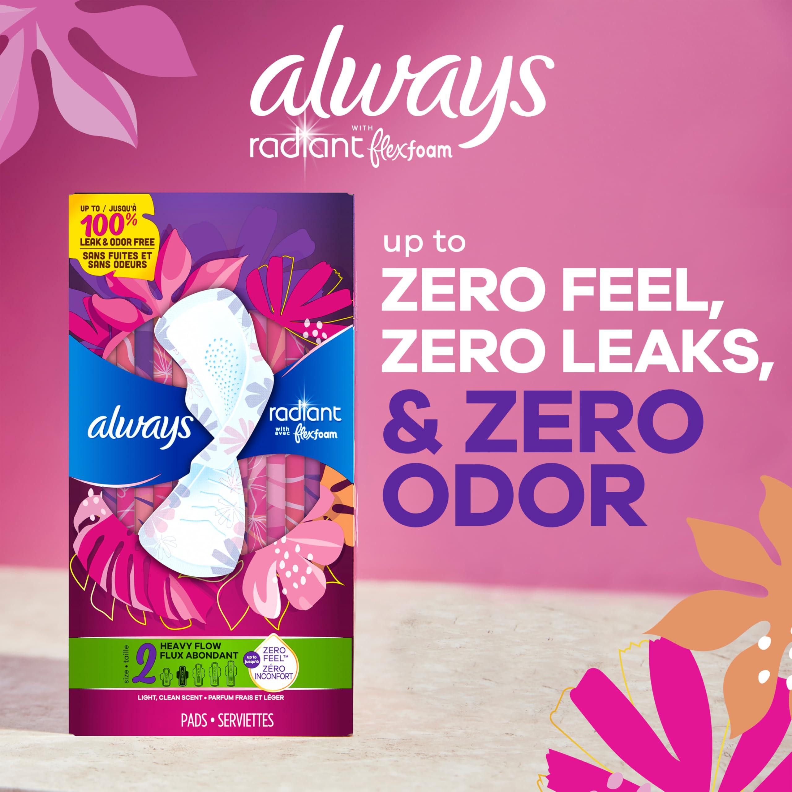 Always Infinity Feminine Pads for Women, Size 2 Regular, with wings, unscented, 46ct - Image 10