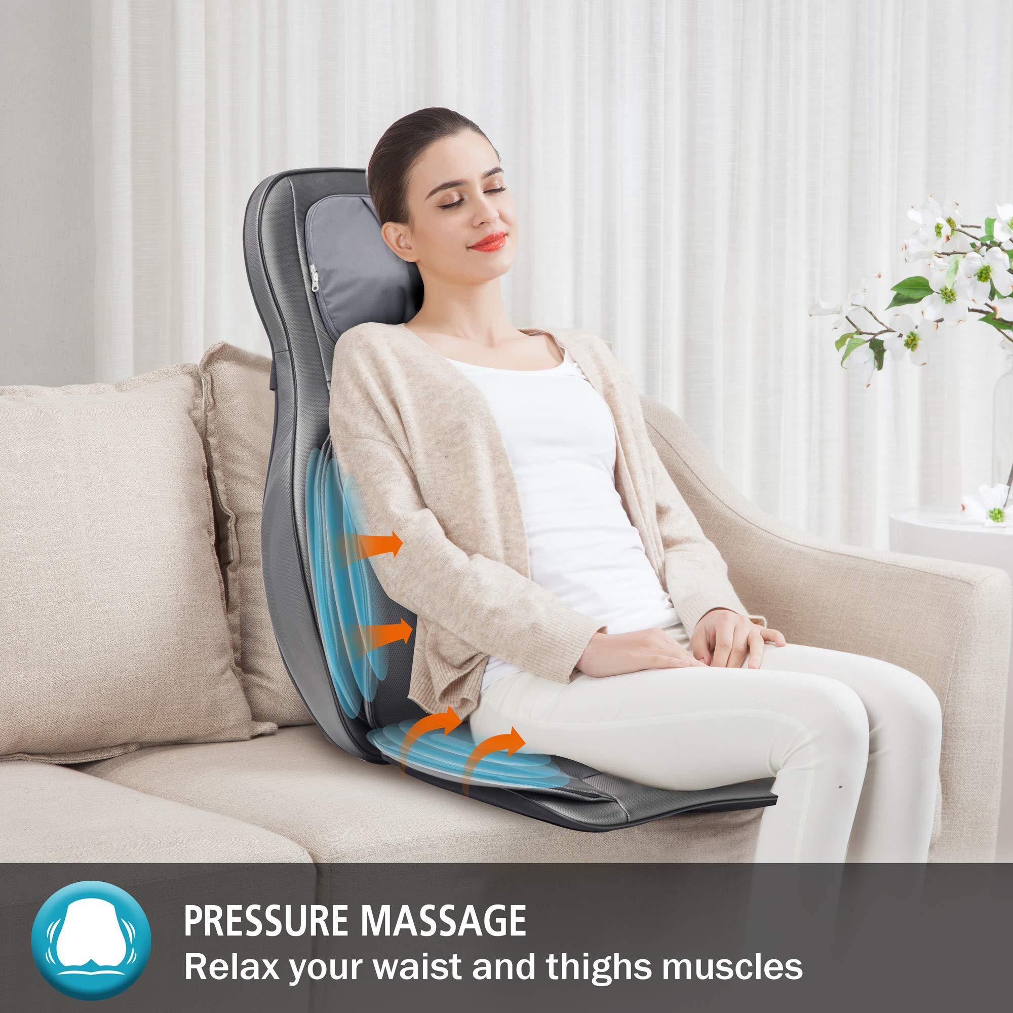 COMFIER Massager Chair with Heat, Shiatsu Neck Back Massager Portable with Compress & Rolling,Massage Chair Pad for Full Back,Neck,Full Body Pain, Gray - Image 4